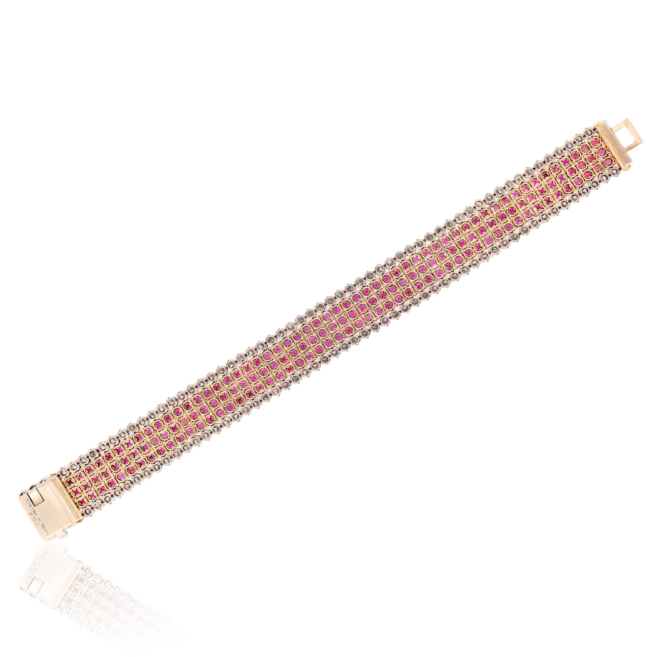 VAN CLEEF & ARPELS Diamond and Mystery-Set Ruby Five-Row Bracelet