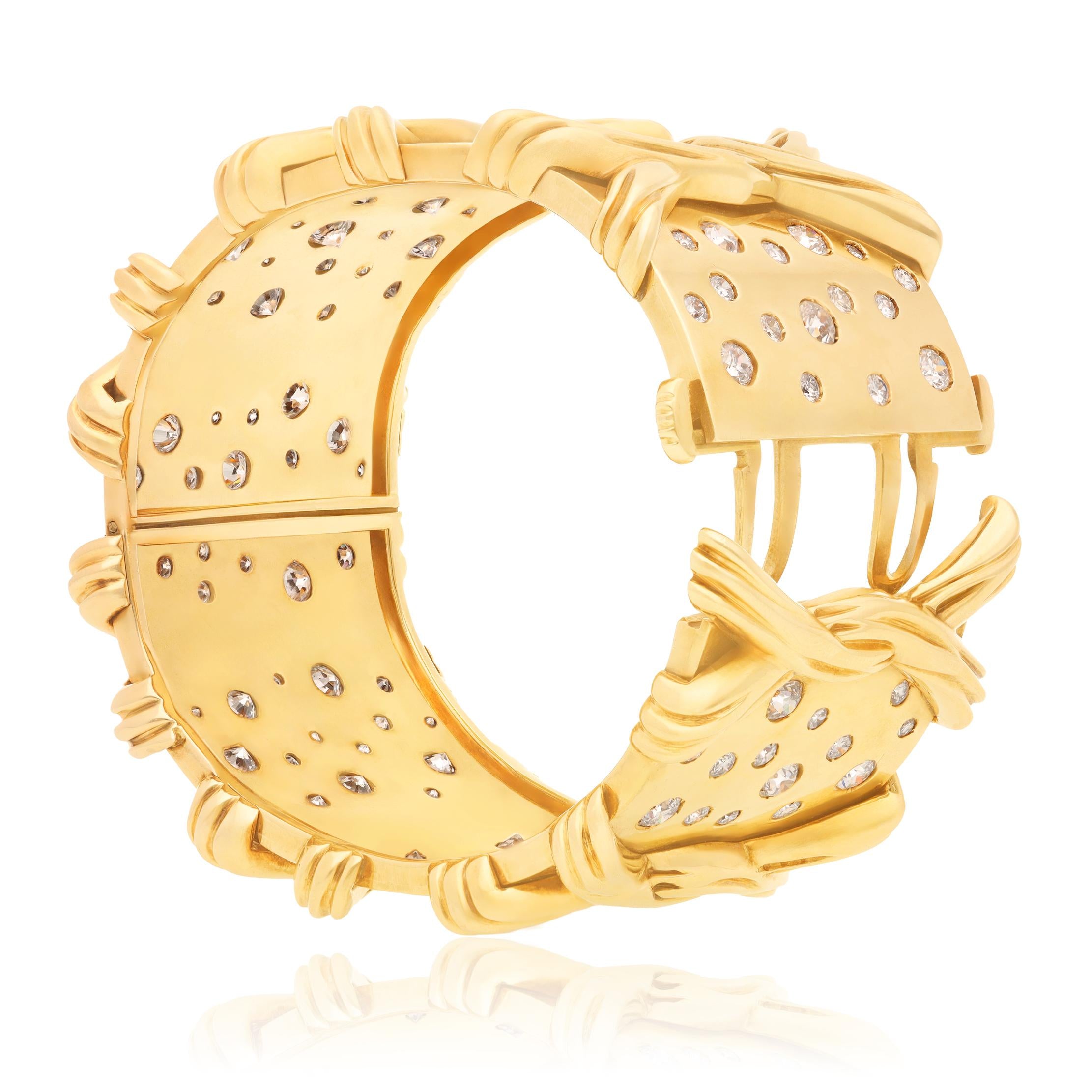 BULGARI 18K Yellow Gold and Diamond Cuff