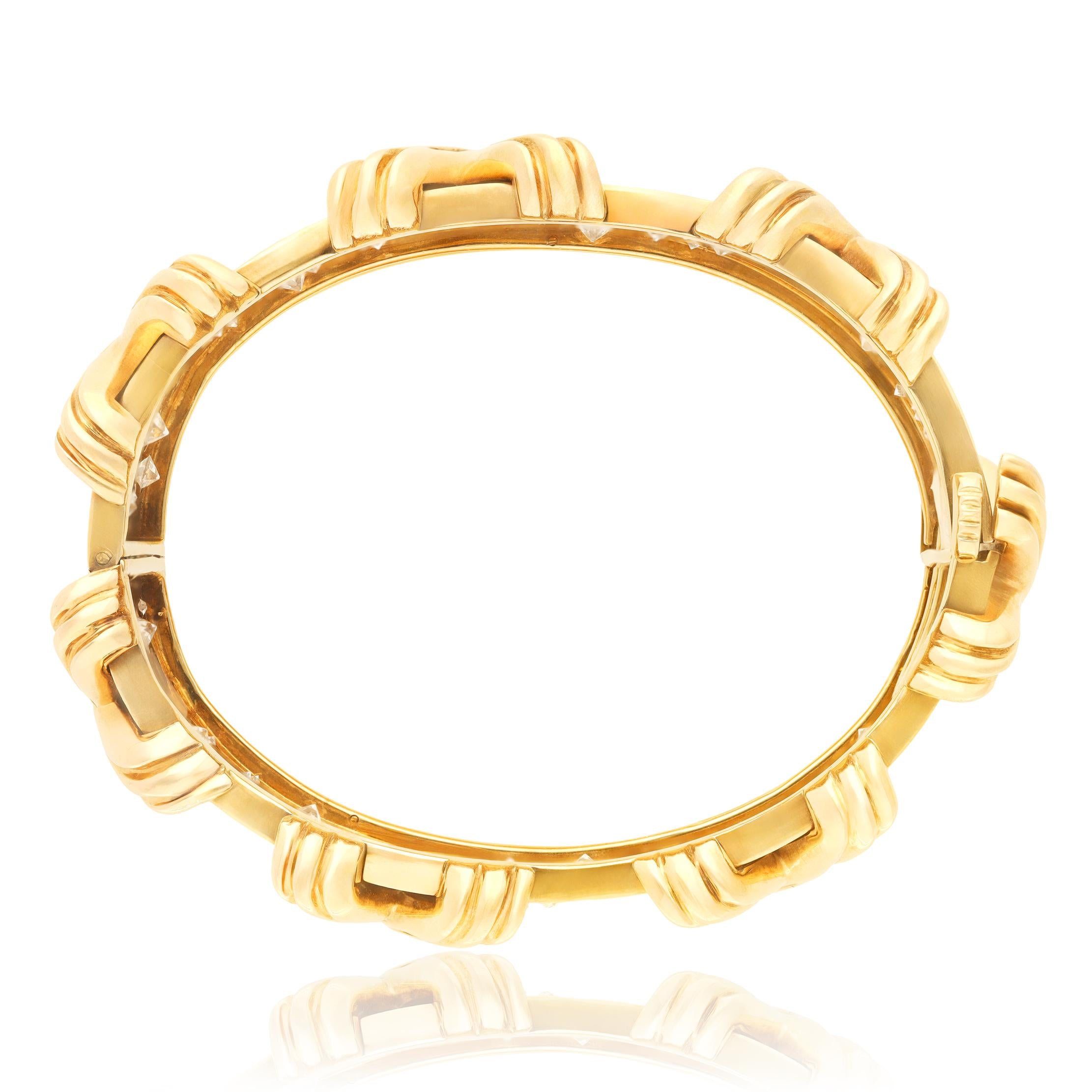 BULGARI 18K Yellow Gold and Diamond Cuff