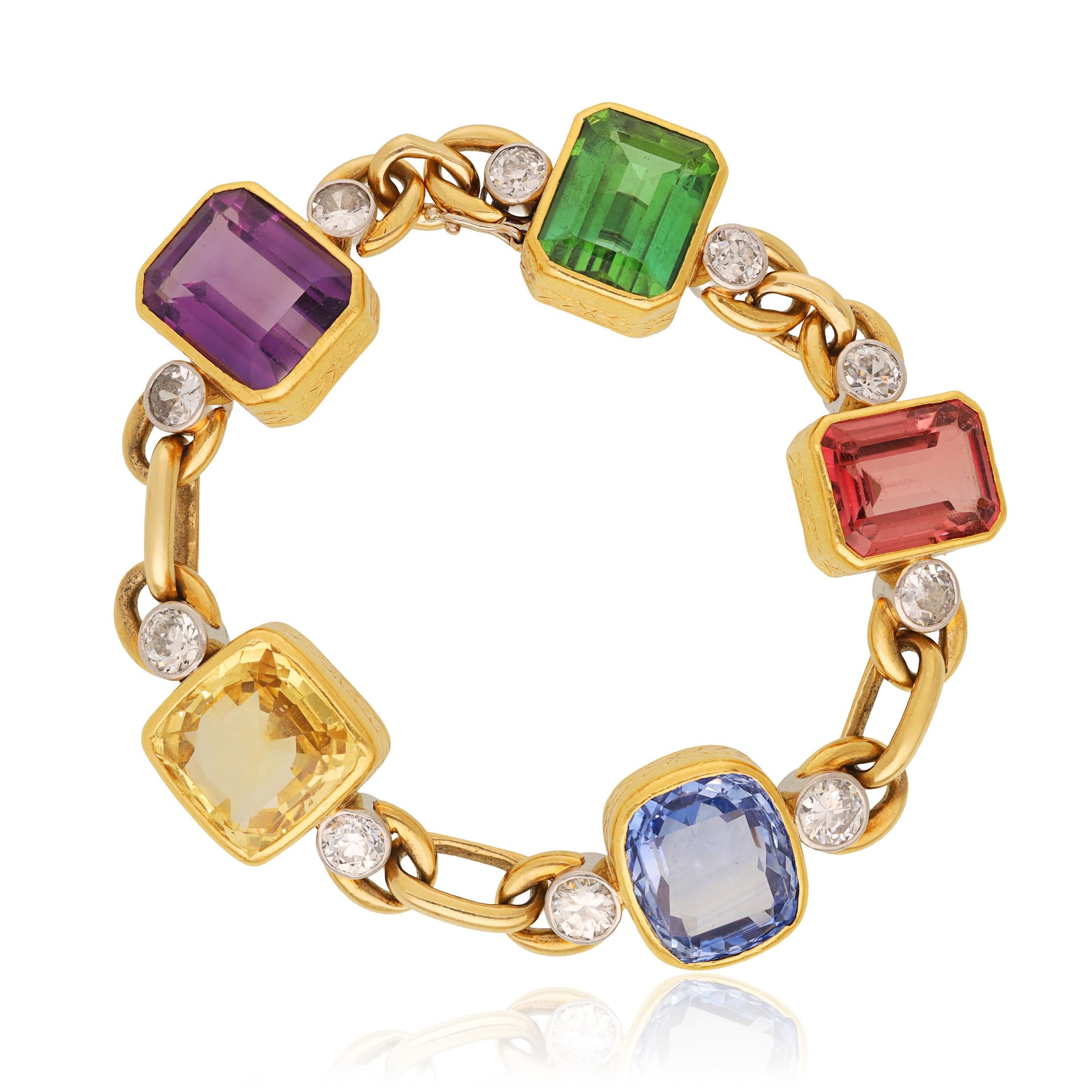 VAN CLEEF & ARPELS Multi-Color Sapphires, Tourmalines and Amethyst Bracelet