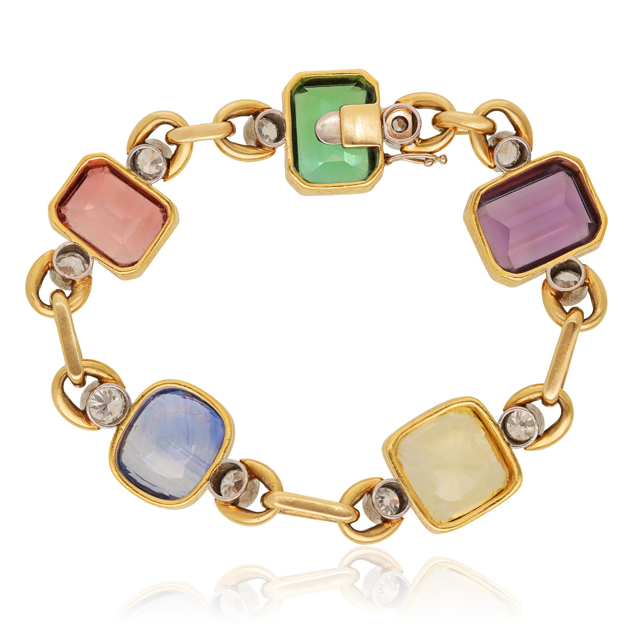 VAN CLEEF & ARPELS Multi-Color Sapphires, Tourmalines and Amethyst Bracelet