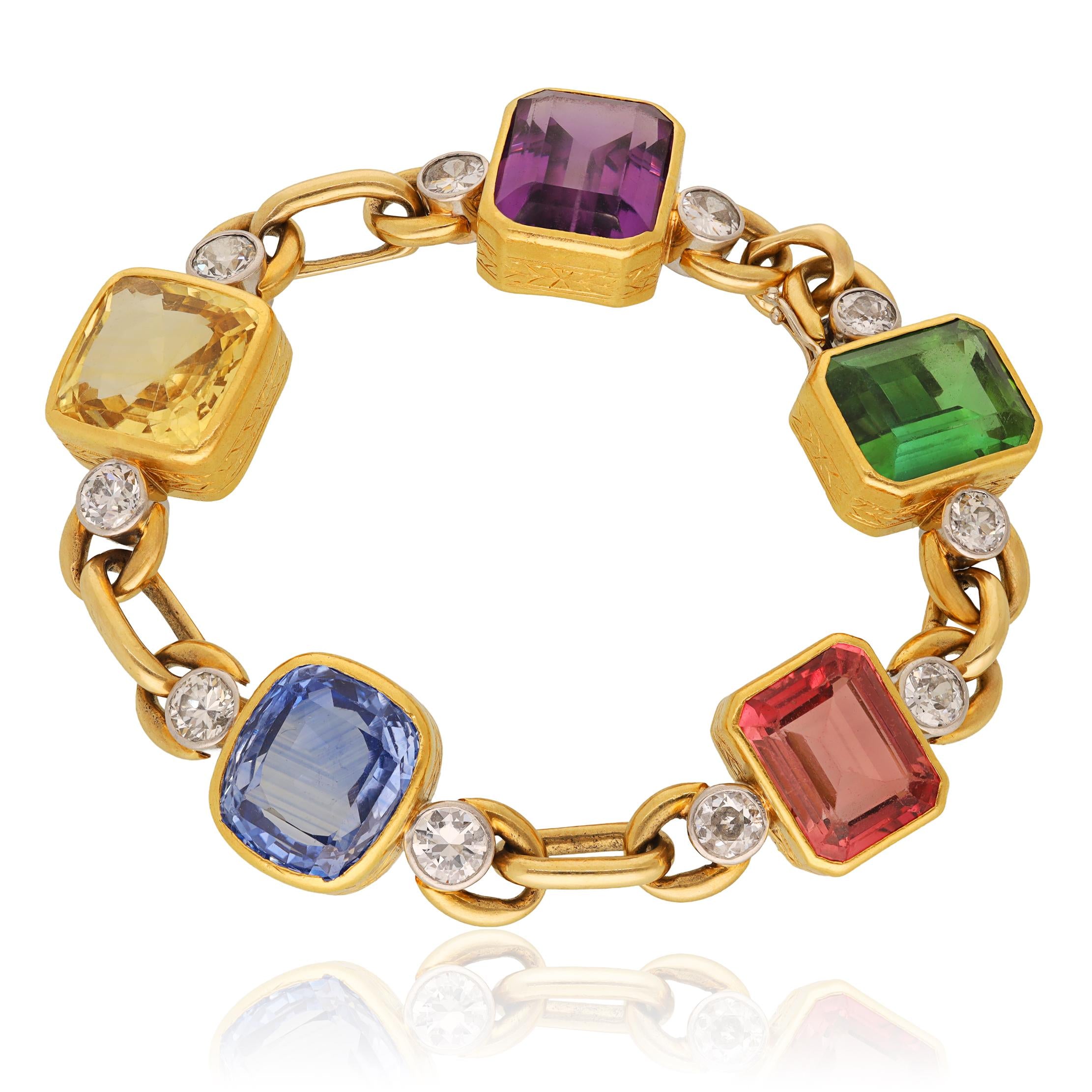 VAN CLEEF & ARPELS Multi-Color Sapphires, Tourmalines and Amethyst Bracelet