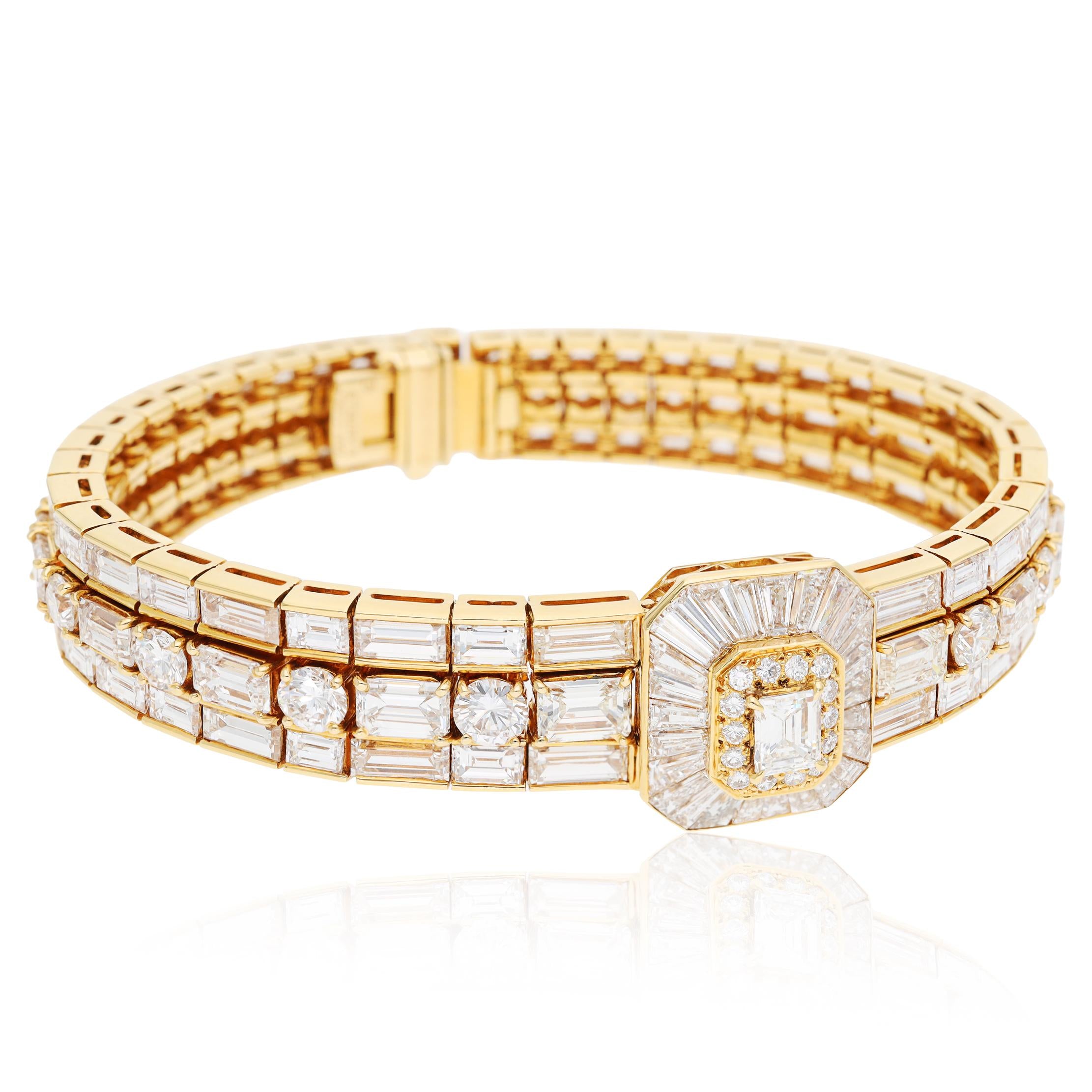VAN CLEEF & ARPELS Emerald Cut, Baguette and Round Diamond Bracelet