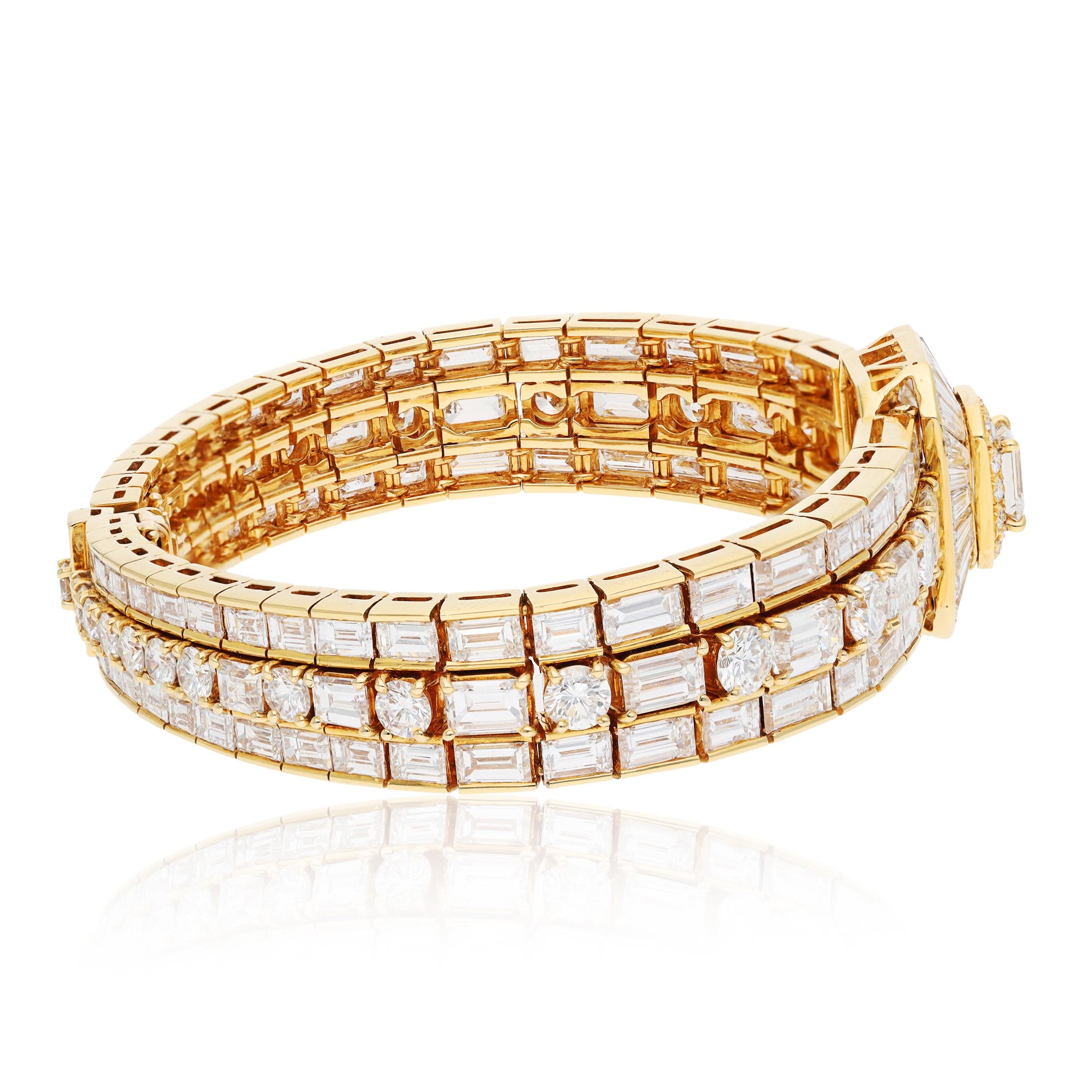 VAN CLEEF & ARPELS Emerald Cut, Baguette and Round Diamond Bracelet