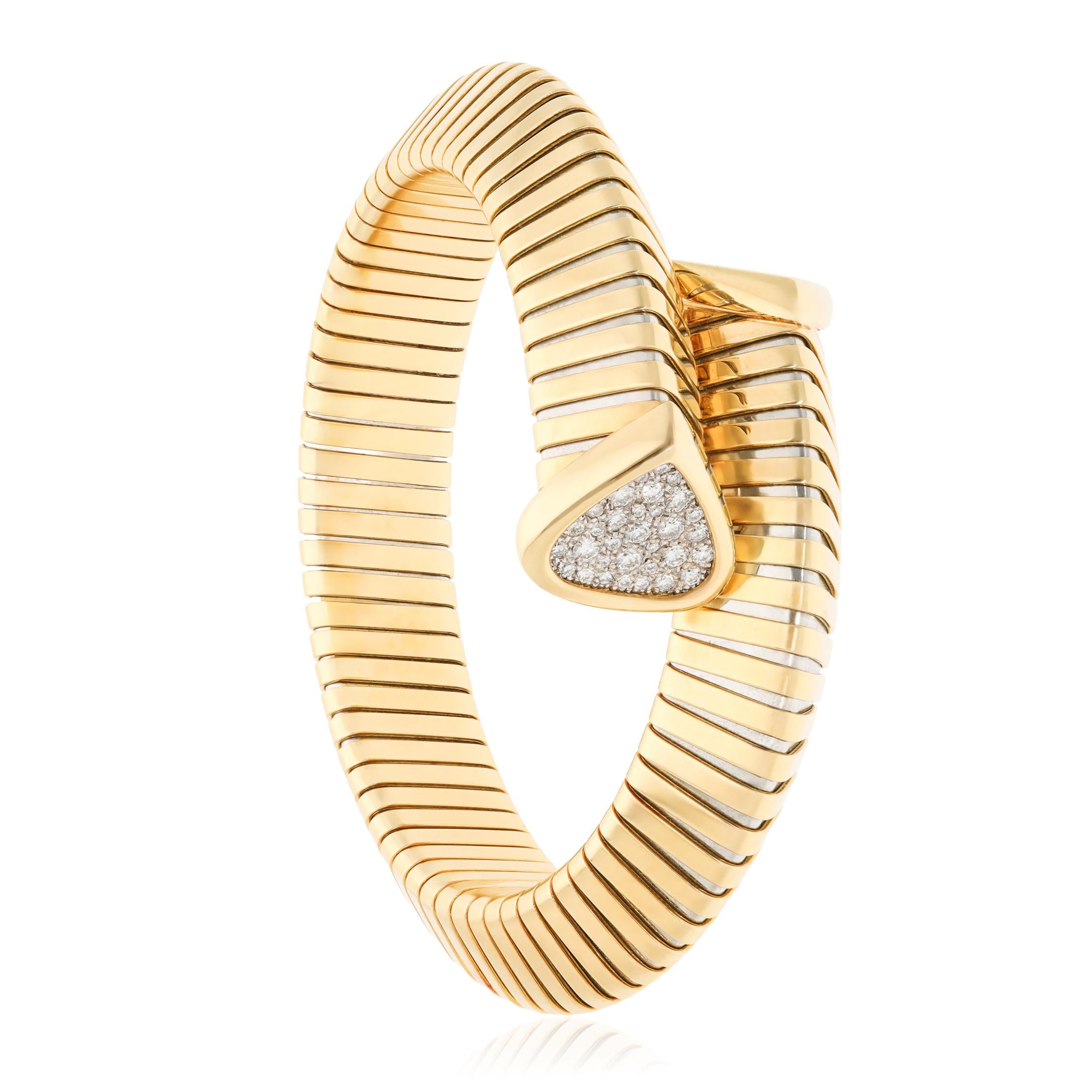 MARINA B. 18K YELLOW GOLD AND STAINLESS TRISOLA WRAP BRACELET