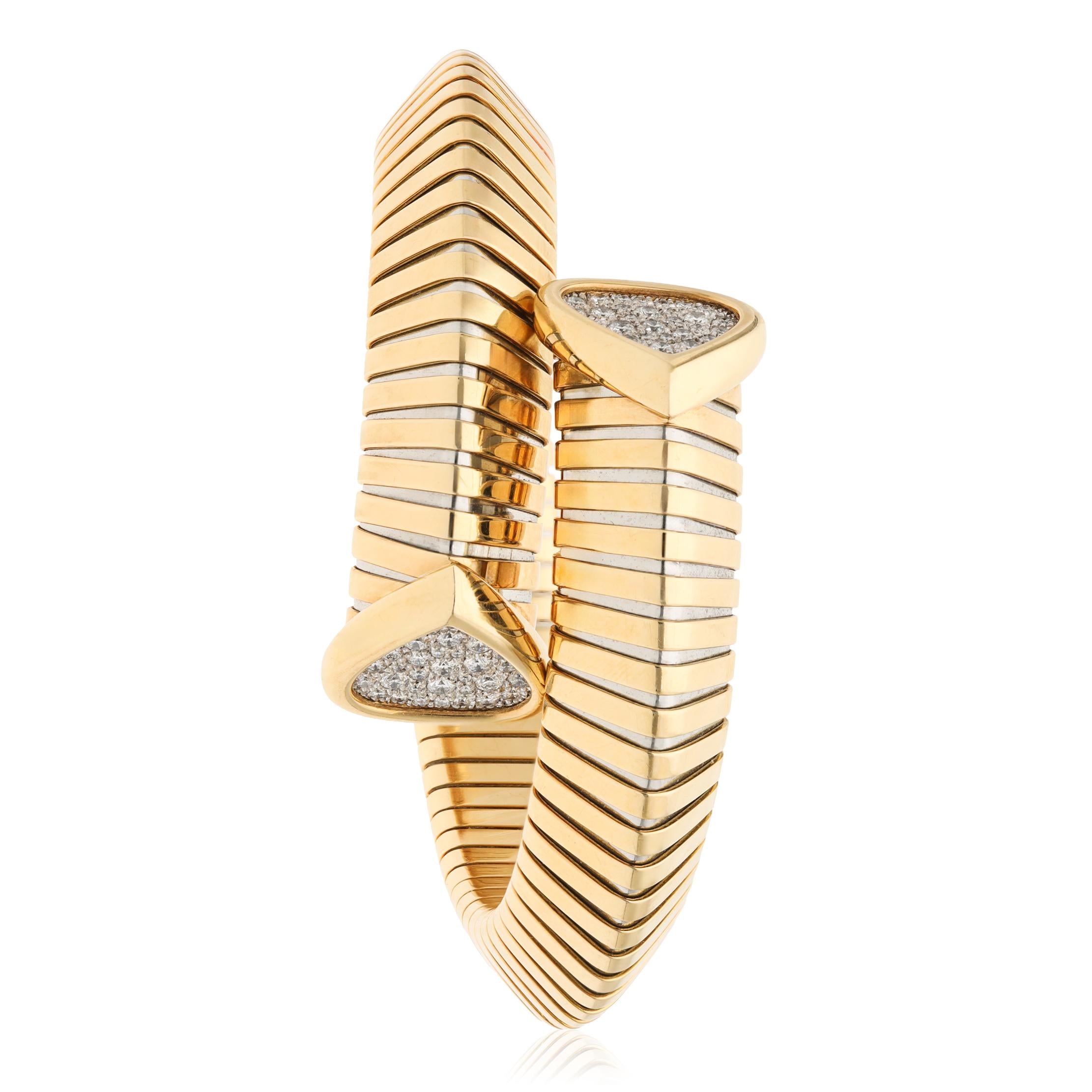 MARINA B. 18K YELLOW GOLD AND STAINLESS TRISOLA WRAP BRACELET
