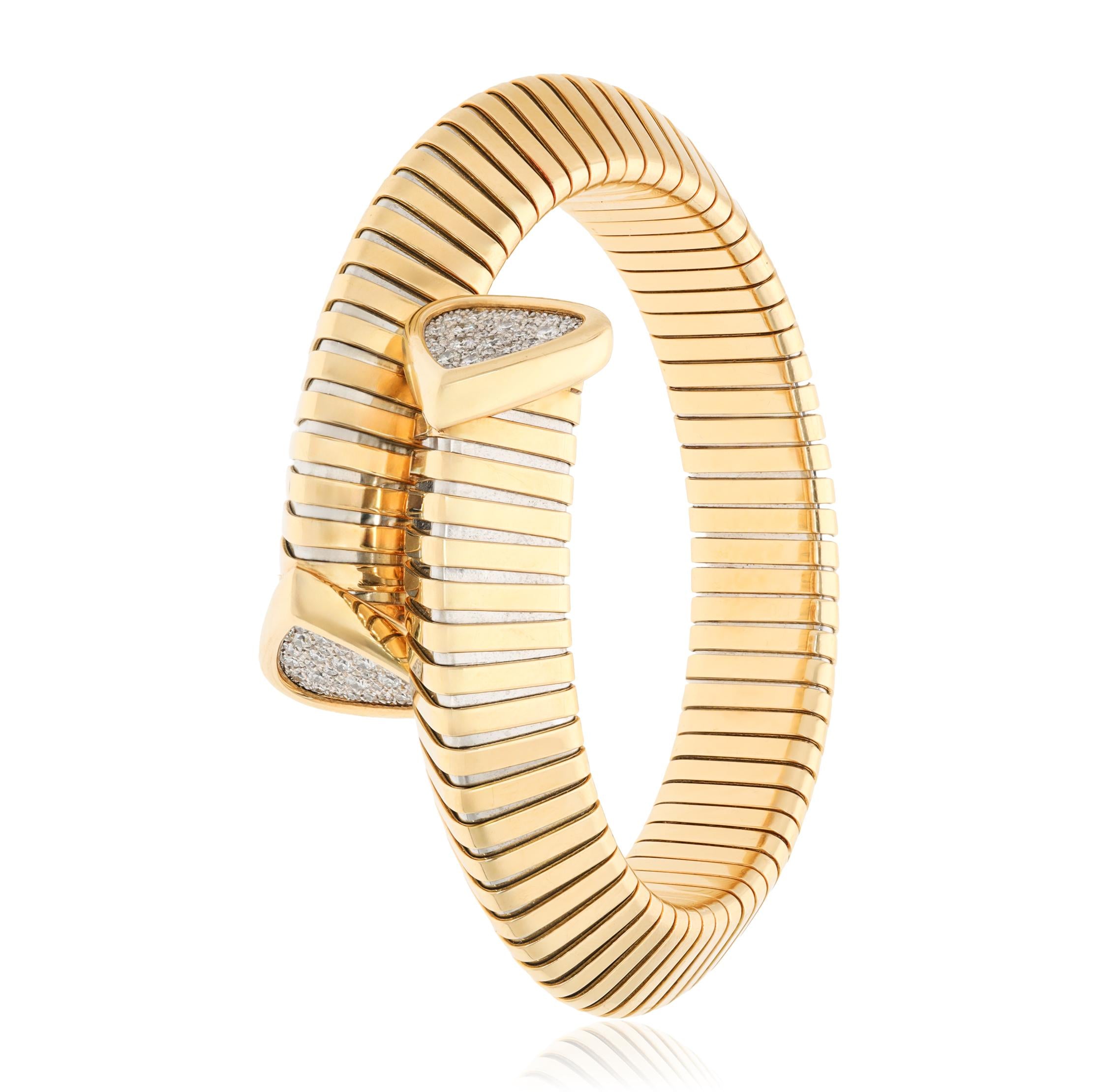 MARINA B. 18K YELLOW GOLD AND STAINLESS TRISOLA WRAP BRACELET