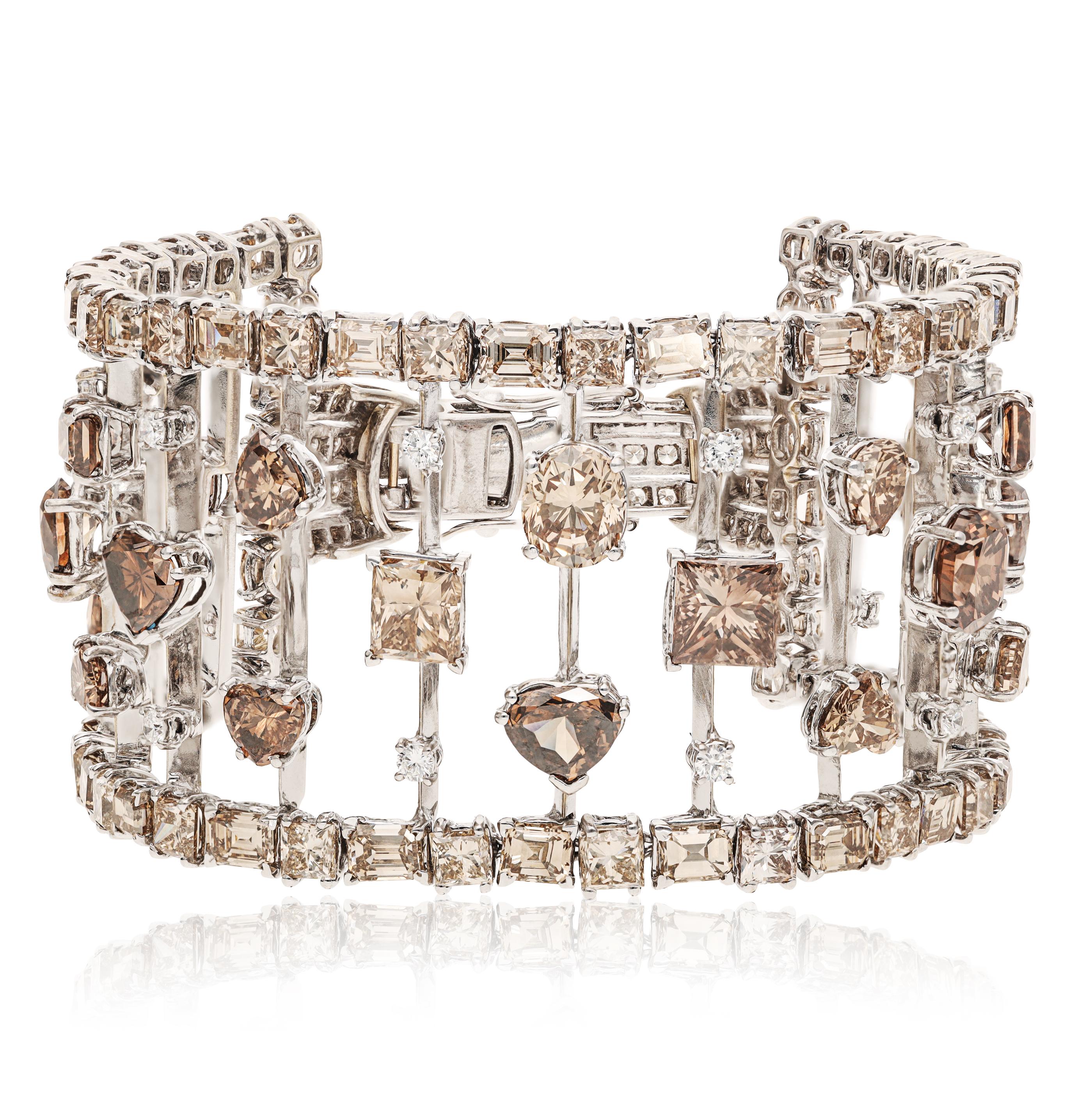 18K White Gold Fancy Colored Diamond Bracelet