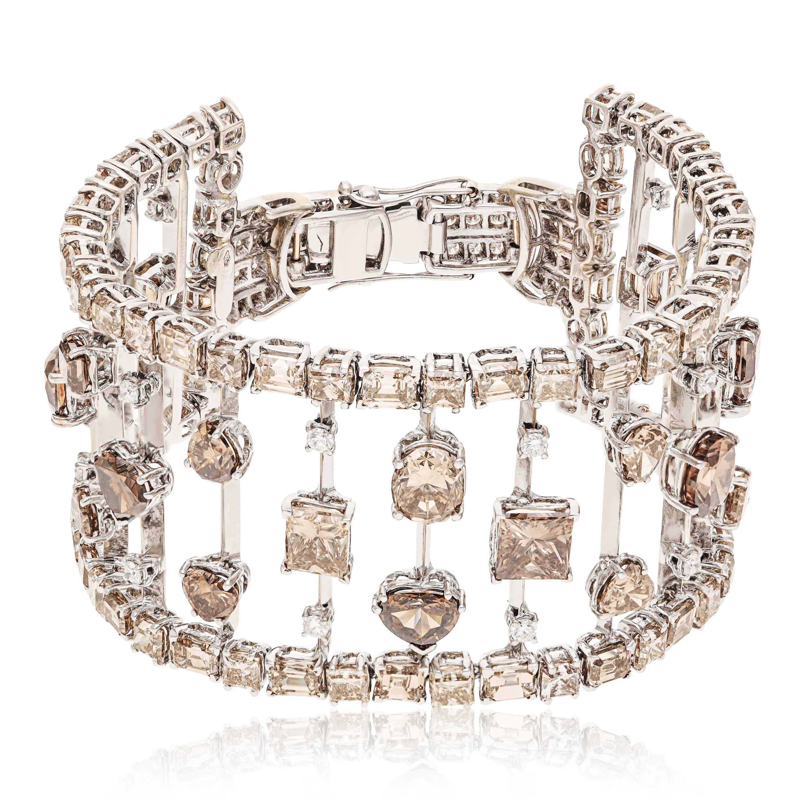 18K White Gold Fancy Colored Diamond Bracelet
