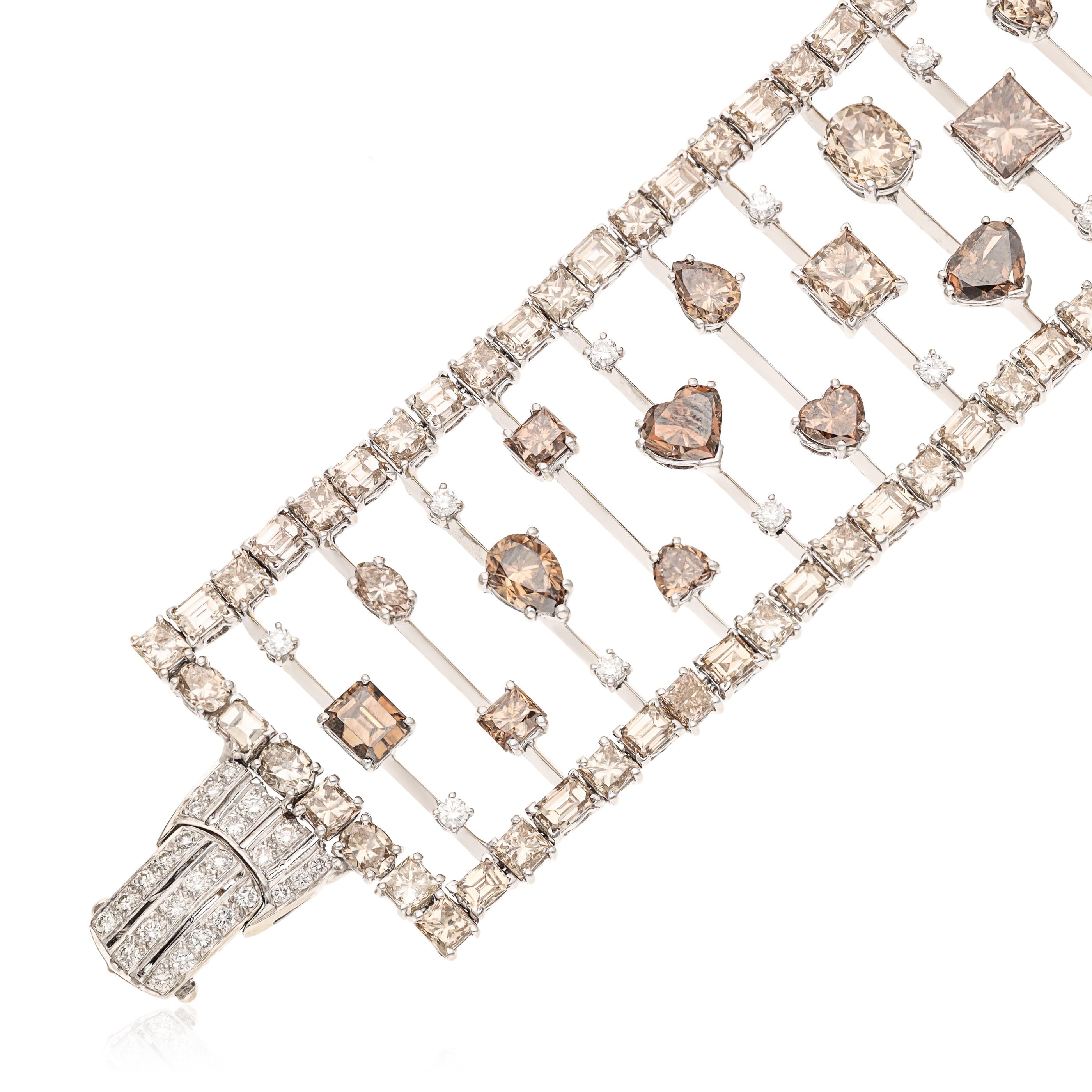 18K White Gold Fancy Colored Diamond Bracelet