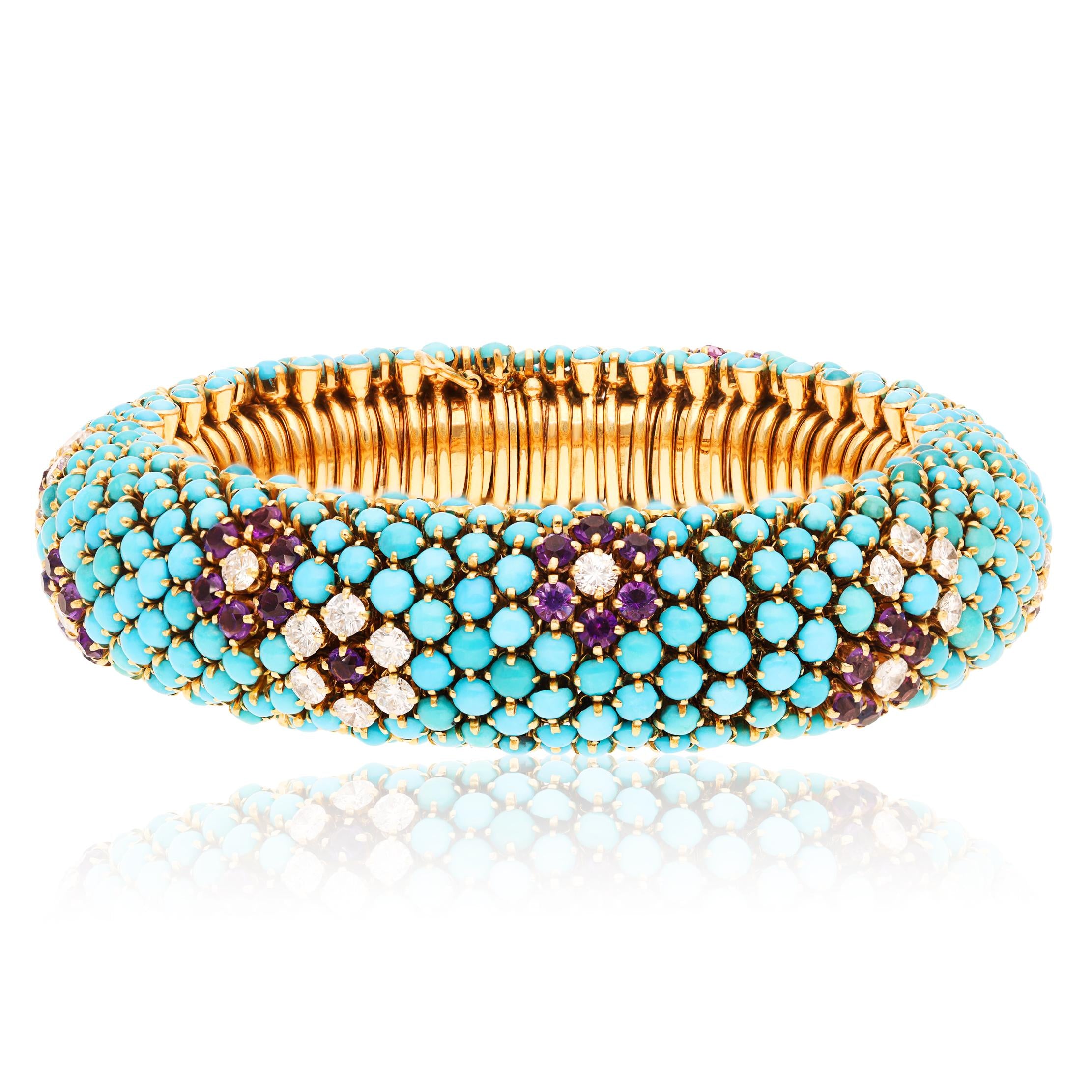 VAN CLEEF & ARPELS "Bagatelle" Turquoise, Amethyst and Diamond Bracelet