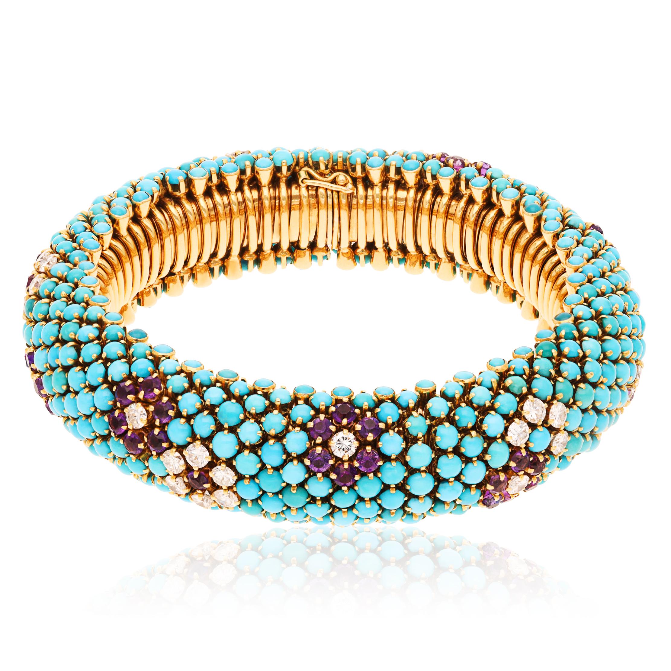 VAN CLEEF & ARPELS "Bagatelle" Turquoise, Amethyst and Diamond Bracelet