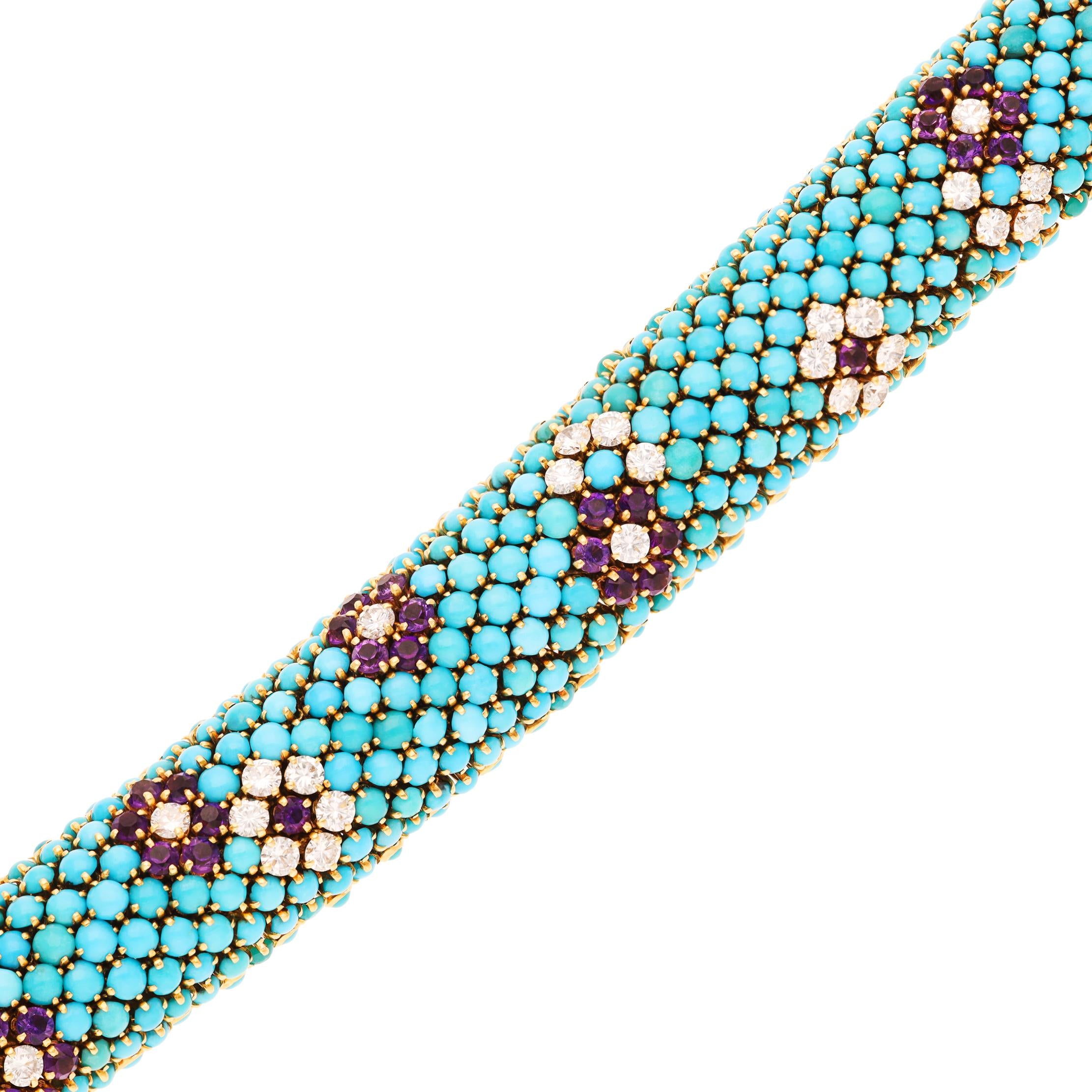 VAN CLEEF & ARPELS "Bagatelle" Turquoise, Amethyst and Diamond Bracelet