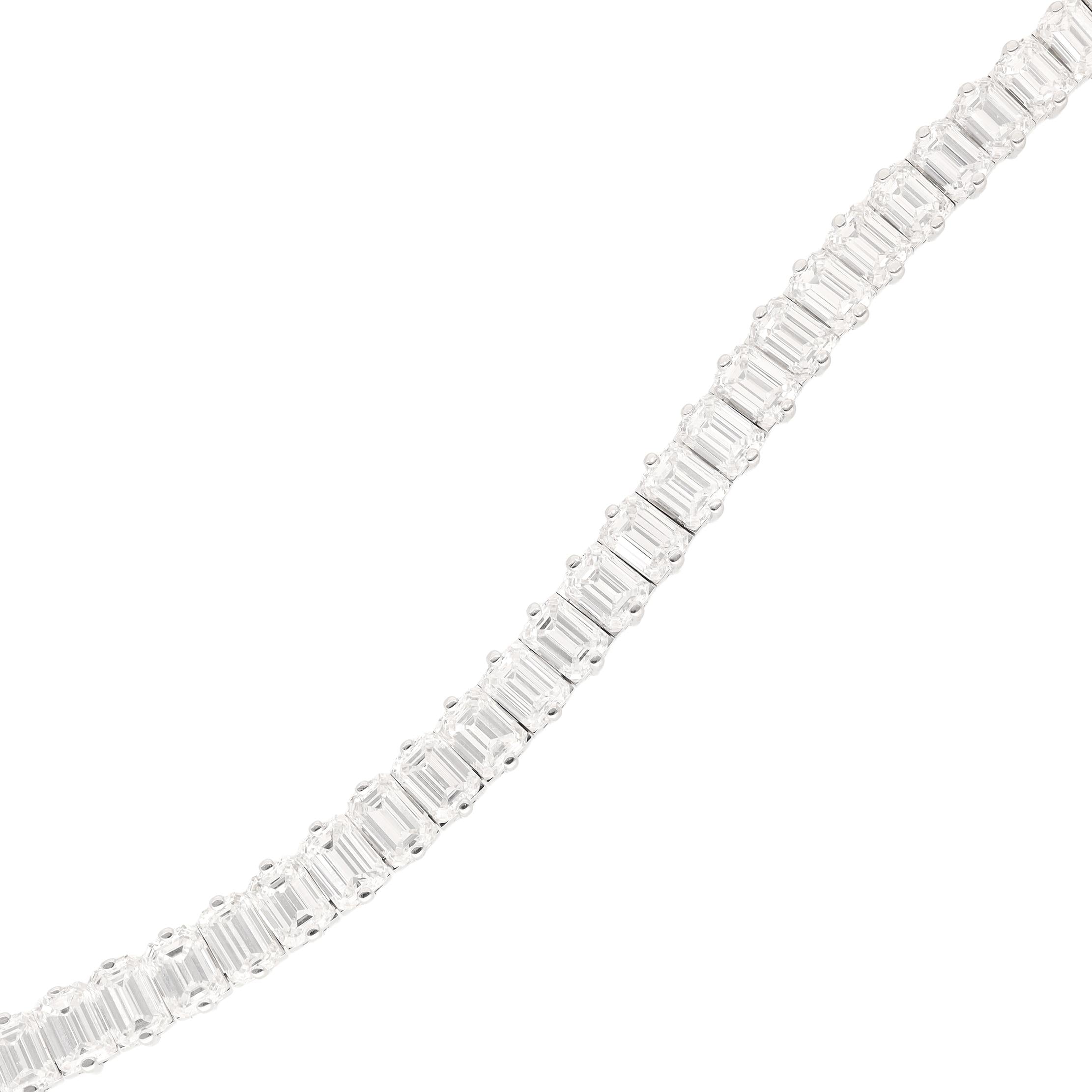 PIAGET 18K White Gold, Emerald-Cut Diamond Tennis Bracelet
