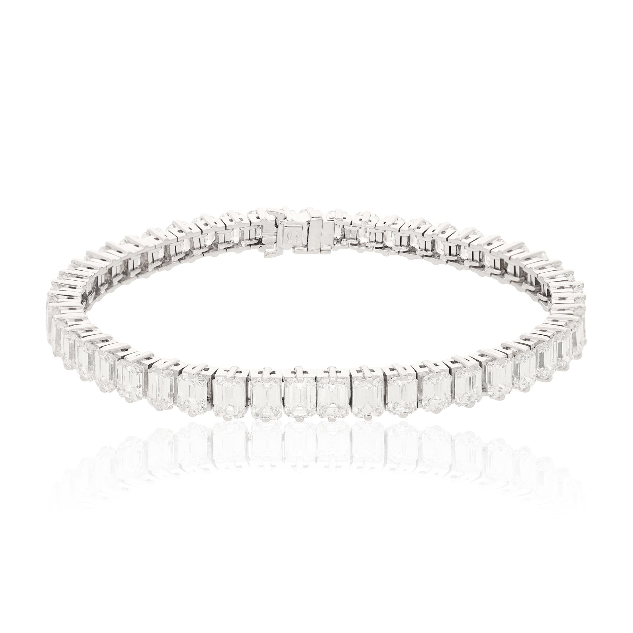 PIAGET 18K White Gold, Emerald-Cut Diamond Tennis Bracelet