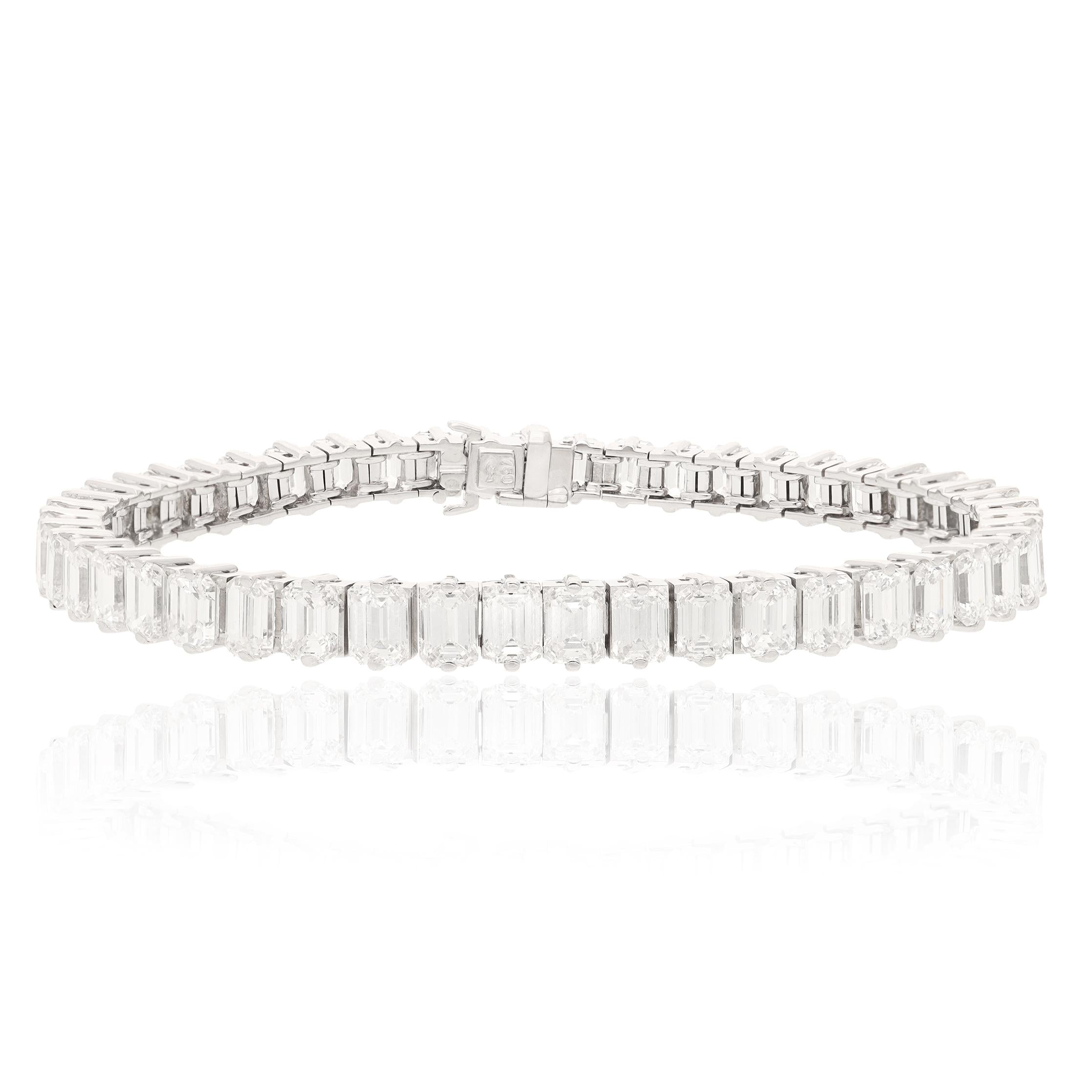PIAGET 18K White Gold, Emerald-Cut Diamond Tennis Bracelet