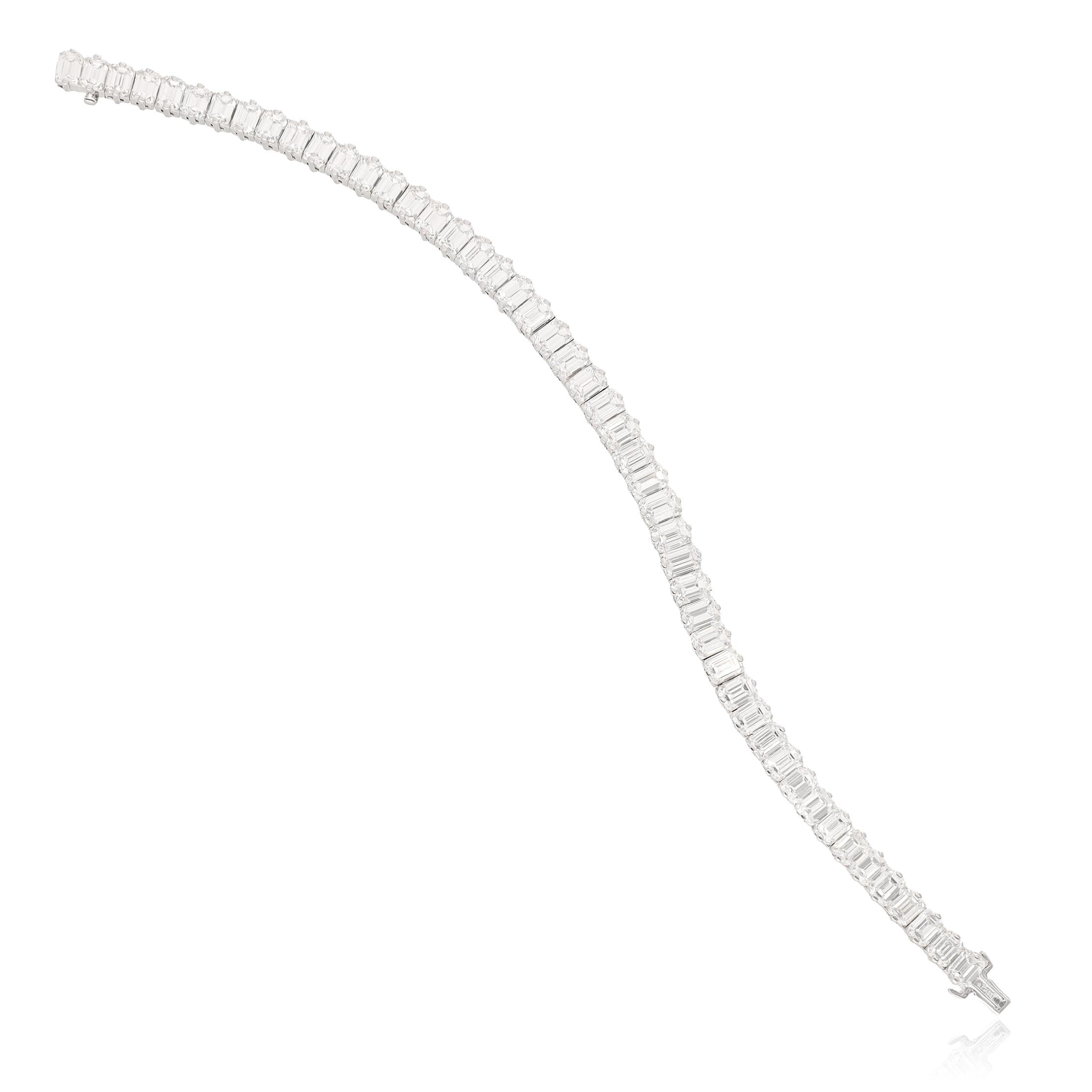 PIAGET 18K White Gold, Emerald-Cut Diamond Tennis Bracelet