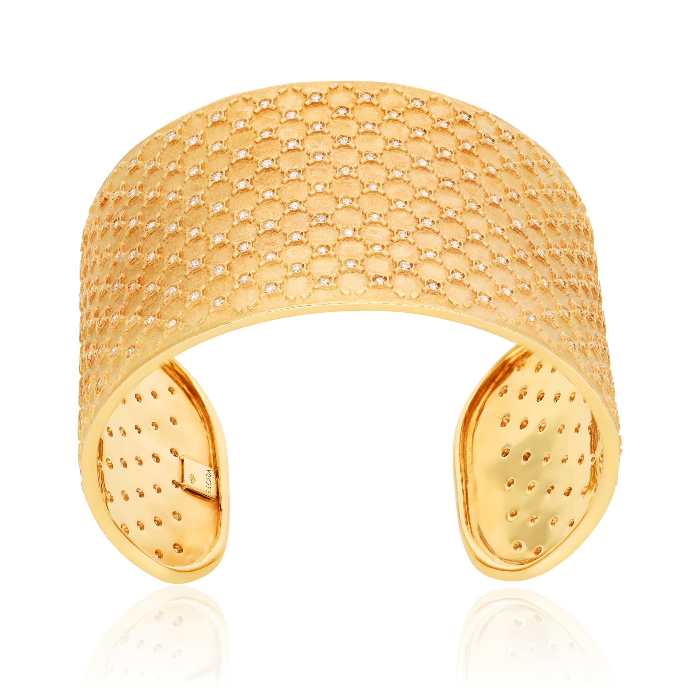 ESCADA 18K Yellow Gold and Diamond Cuff Bracelet