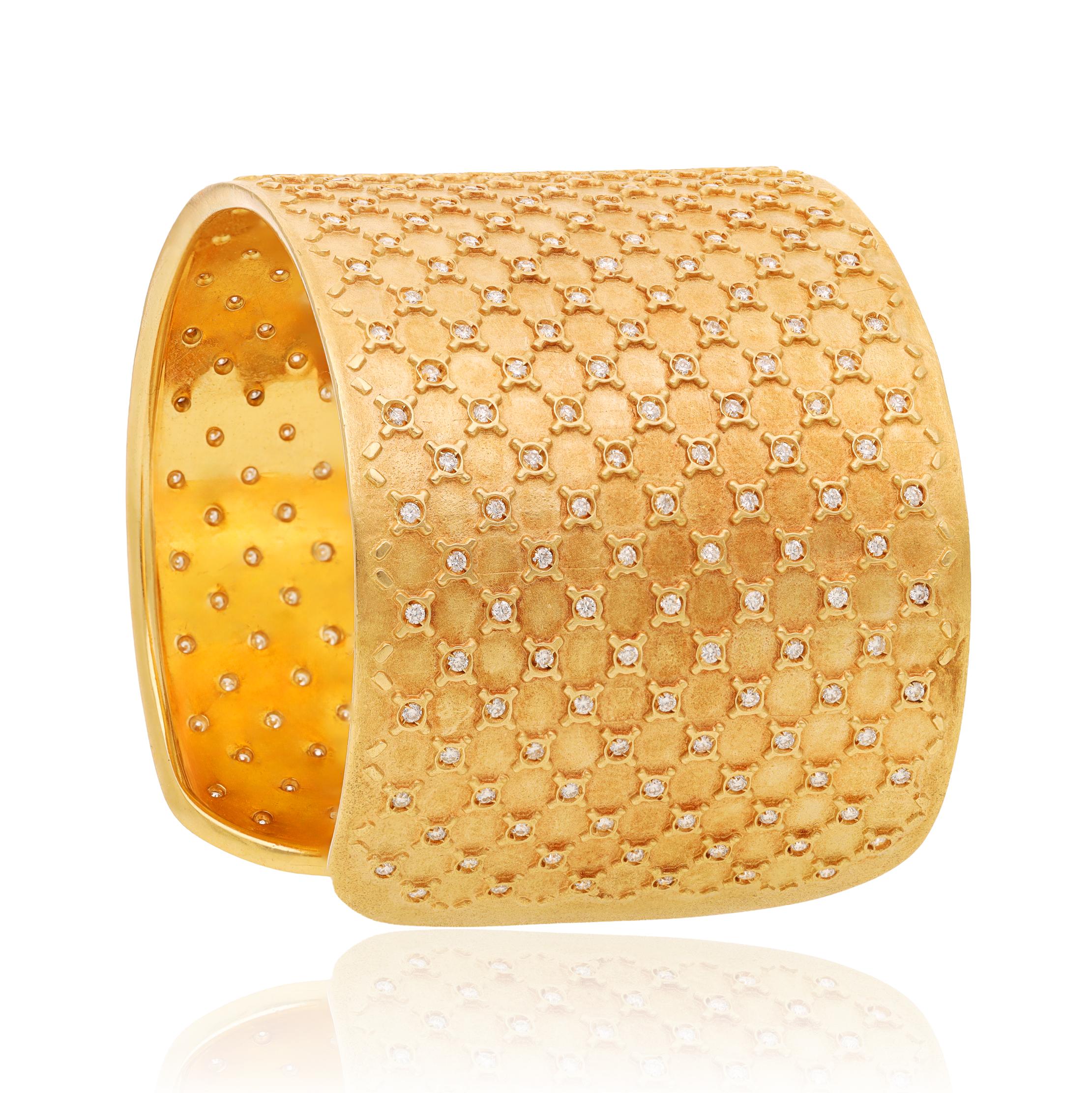 ESCADA 18K Yellow Gold and Diamond Cuff Bracelet