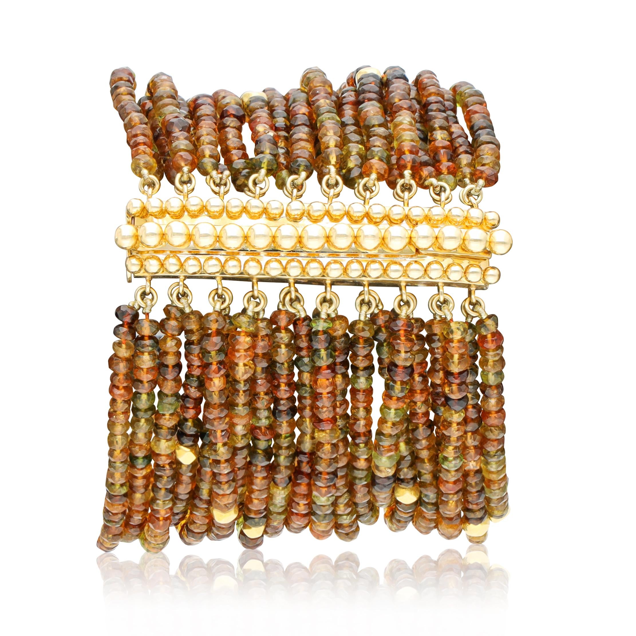 VERDURA 18K Yellow Gold Citrine and Peridot Bead Bracelet