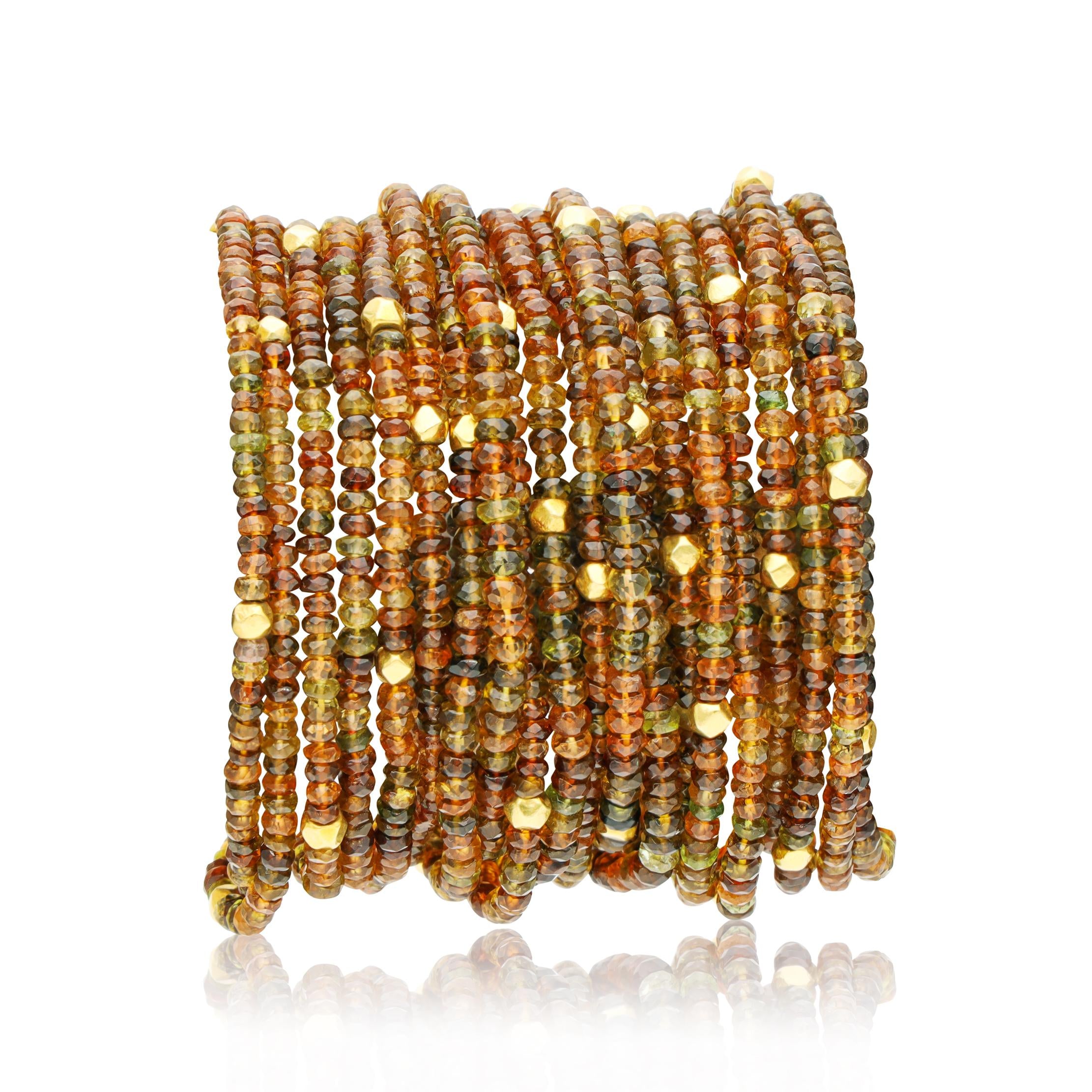 VERDURA 18K Yellow Gold Citrine and Peridot Bead Bracelet