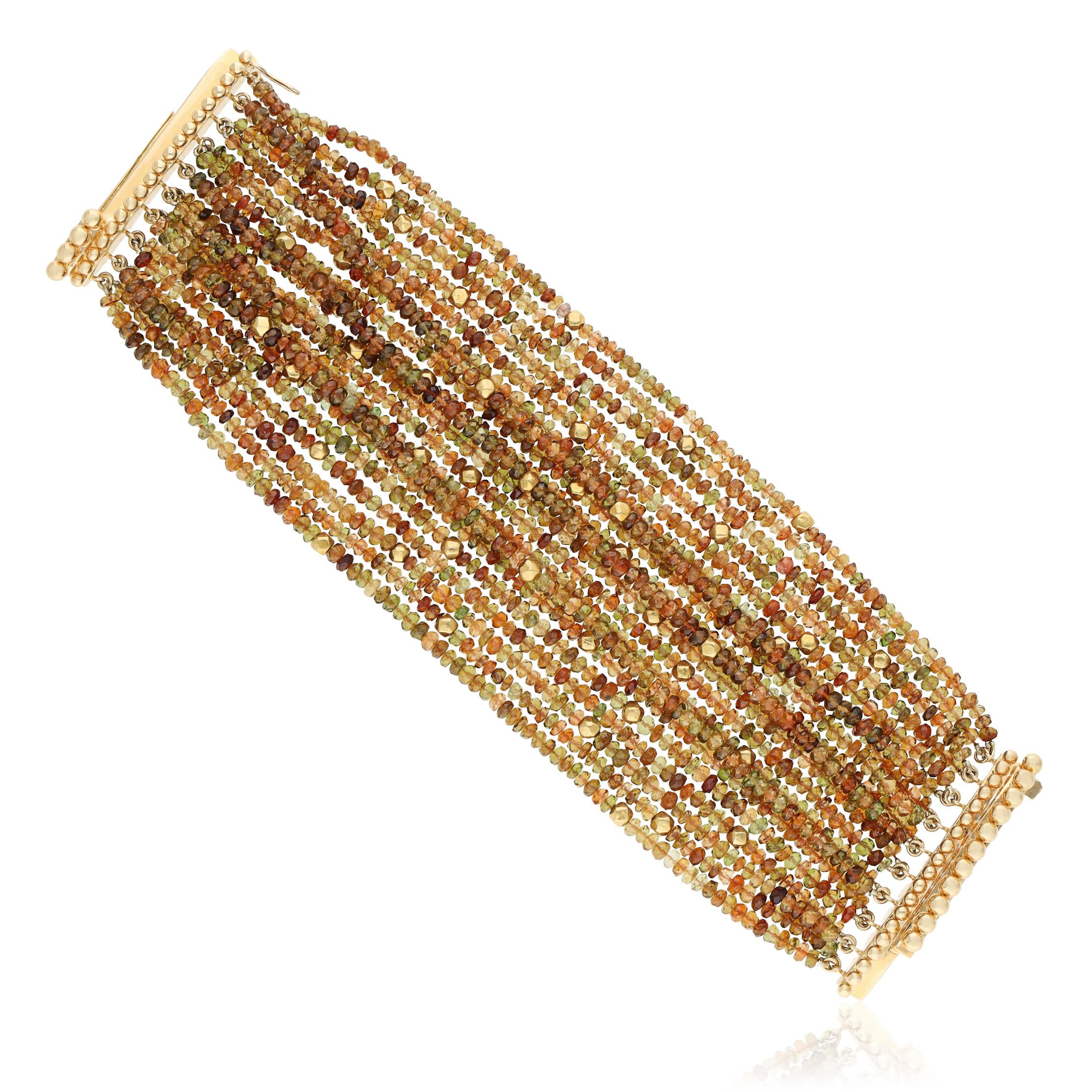 VERDURA 18K Yellow Gold Citrine and Peridot Bead Bracelet