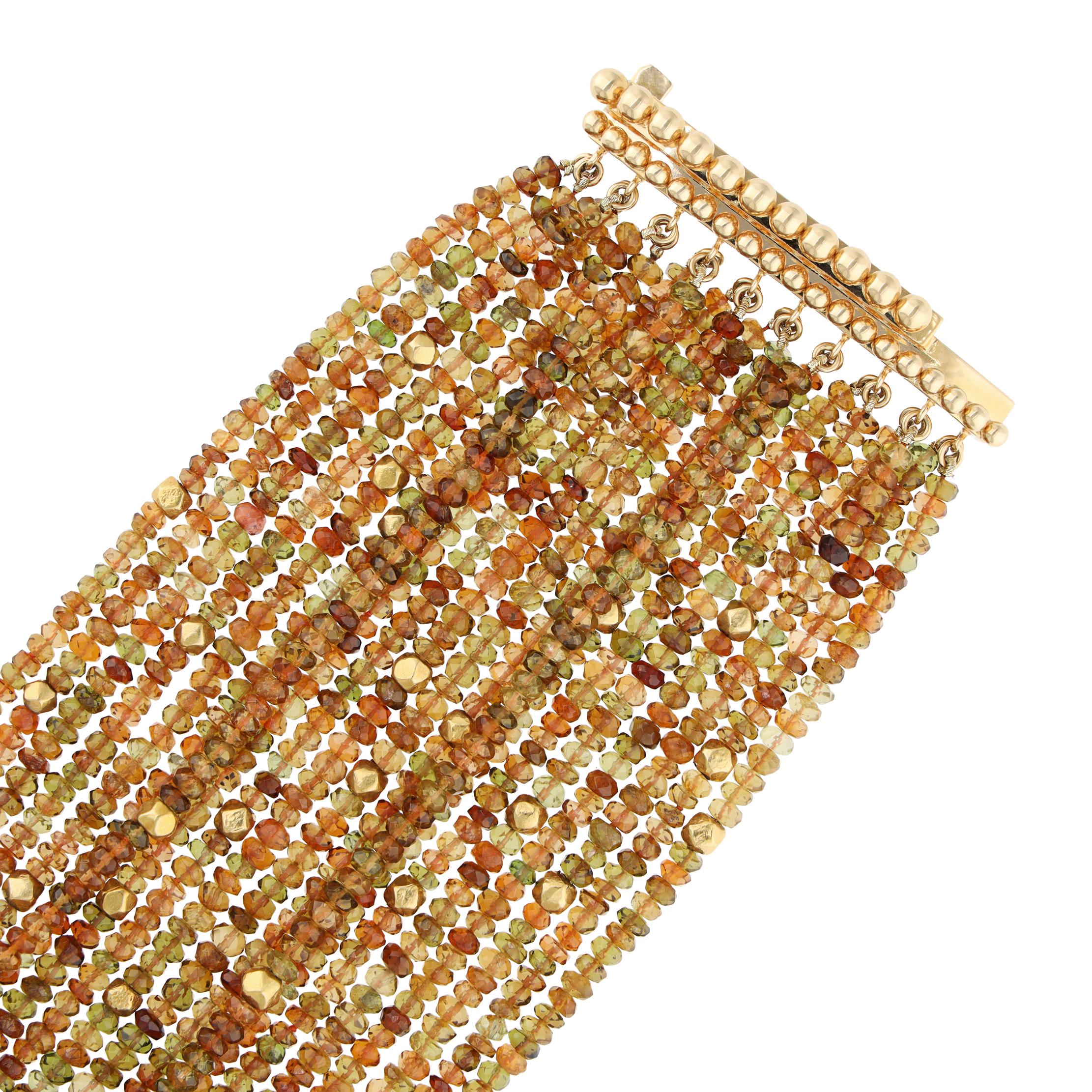 VERDURA 18K Yellow Gold Citrine and Peridot Bead Bracelet