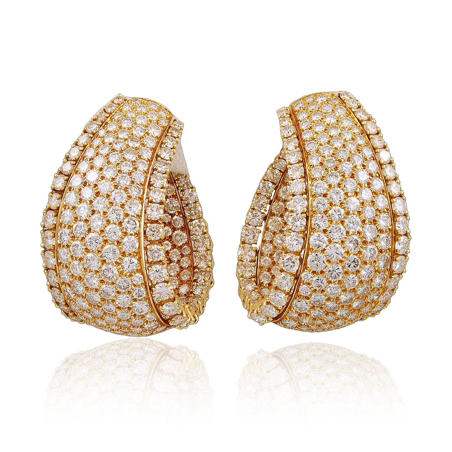 M. GERARD 18K Yellow Gold Diamond Hoop Ear Clips