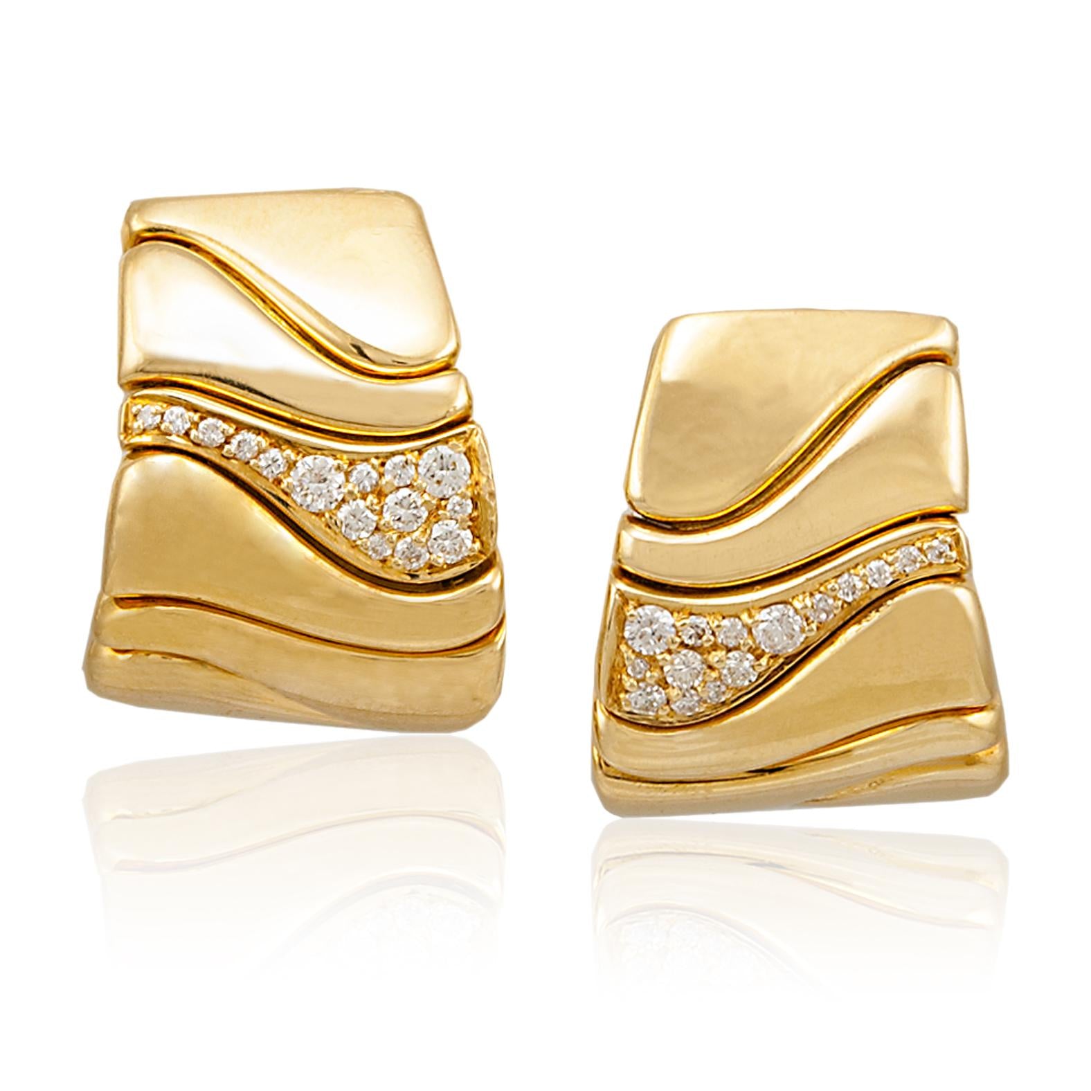 MARINA B. 18K Yellow Gold and Diamond Ear Clips
