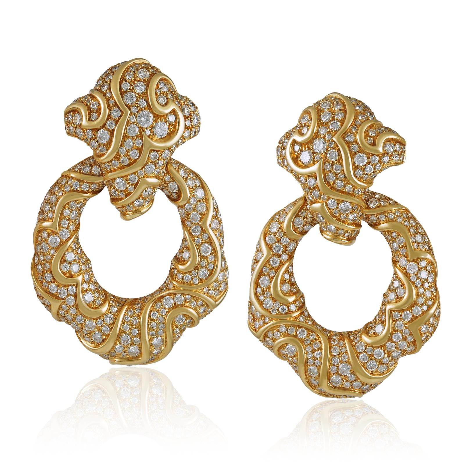 MARINA B. 18K Yellow Gold Diamond Ear Clips with Detachable Hoop