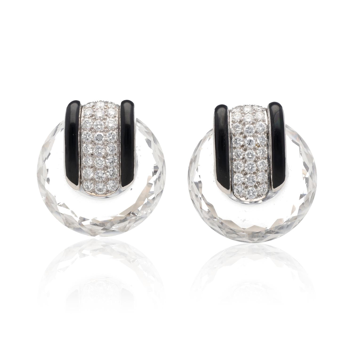 DAVID WEBB Tuxedo Ear Clips