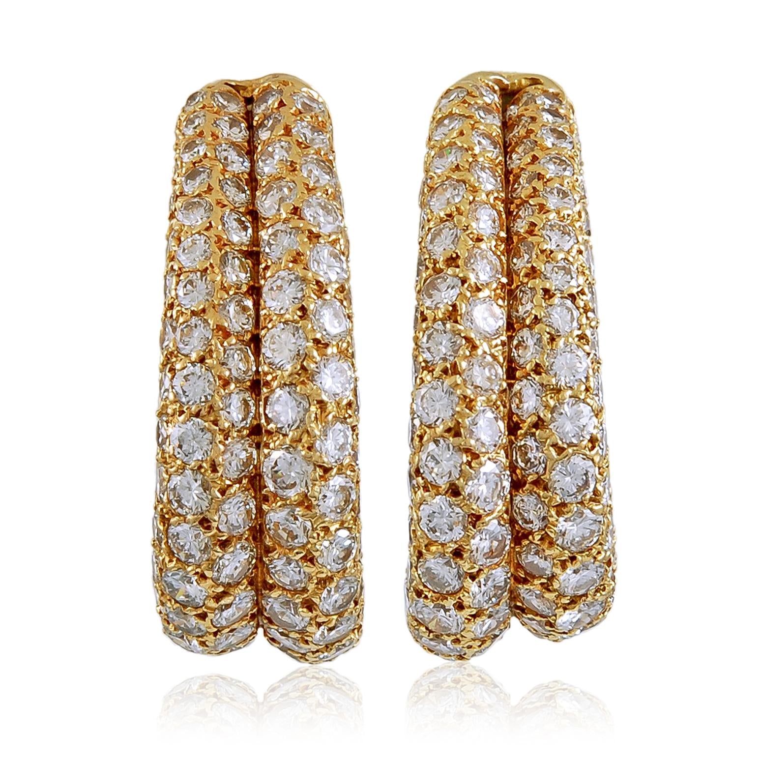 CARTIER 18K Yellow Gold, Diamond Hoop Ear Clips