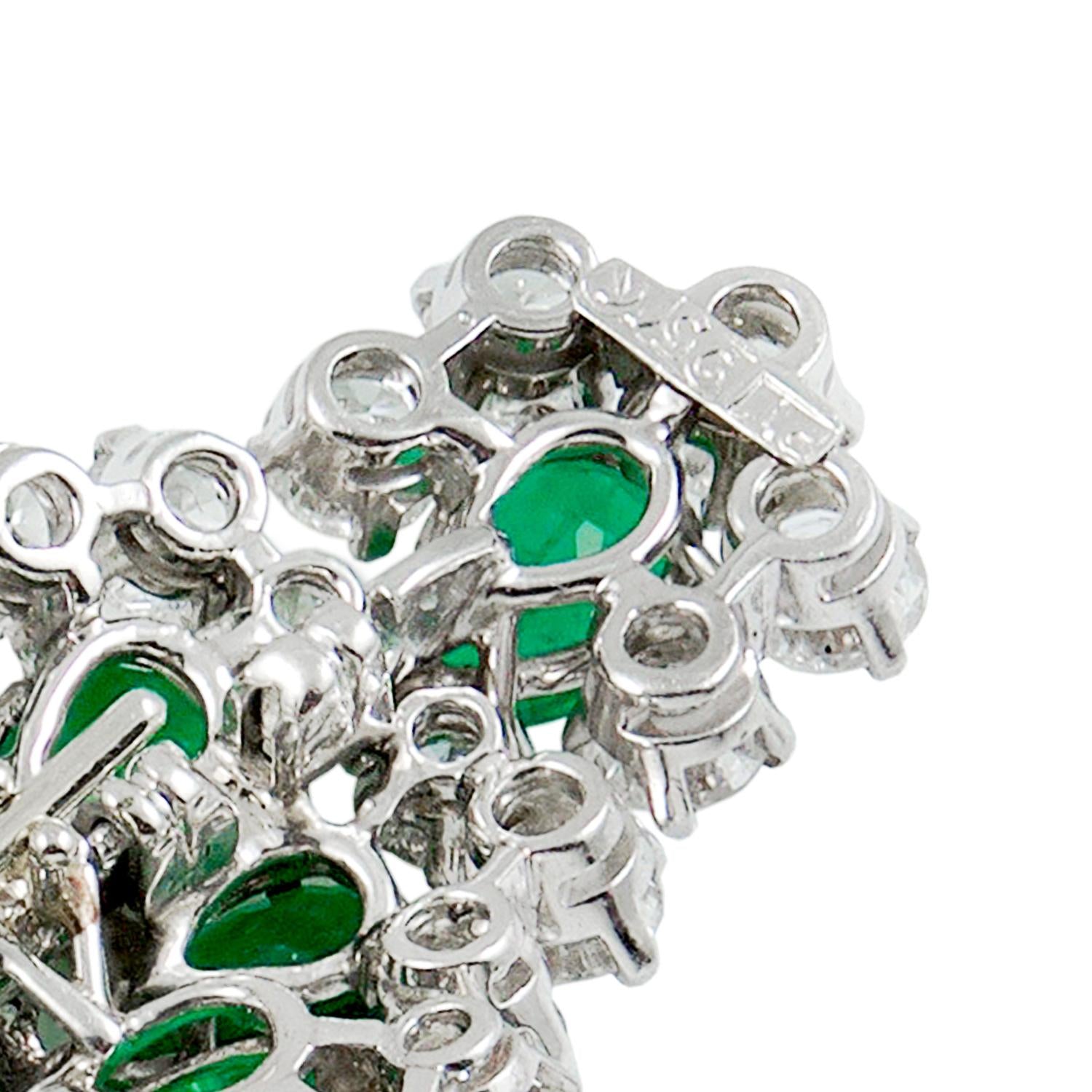HARRY WINSTON Platinum Colombian Emerald and Diamond Detachable Ear Clips