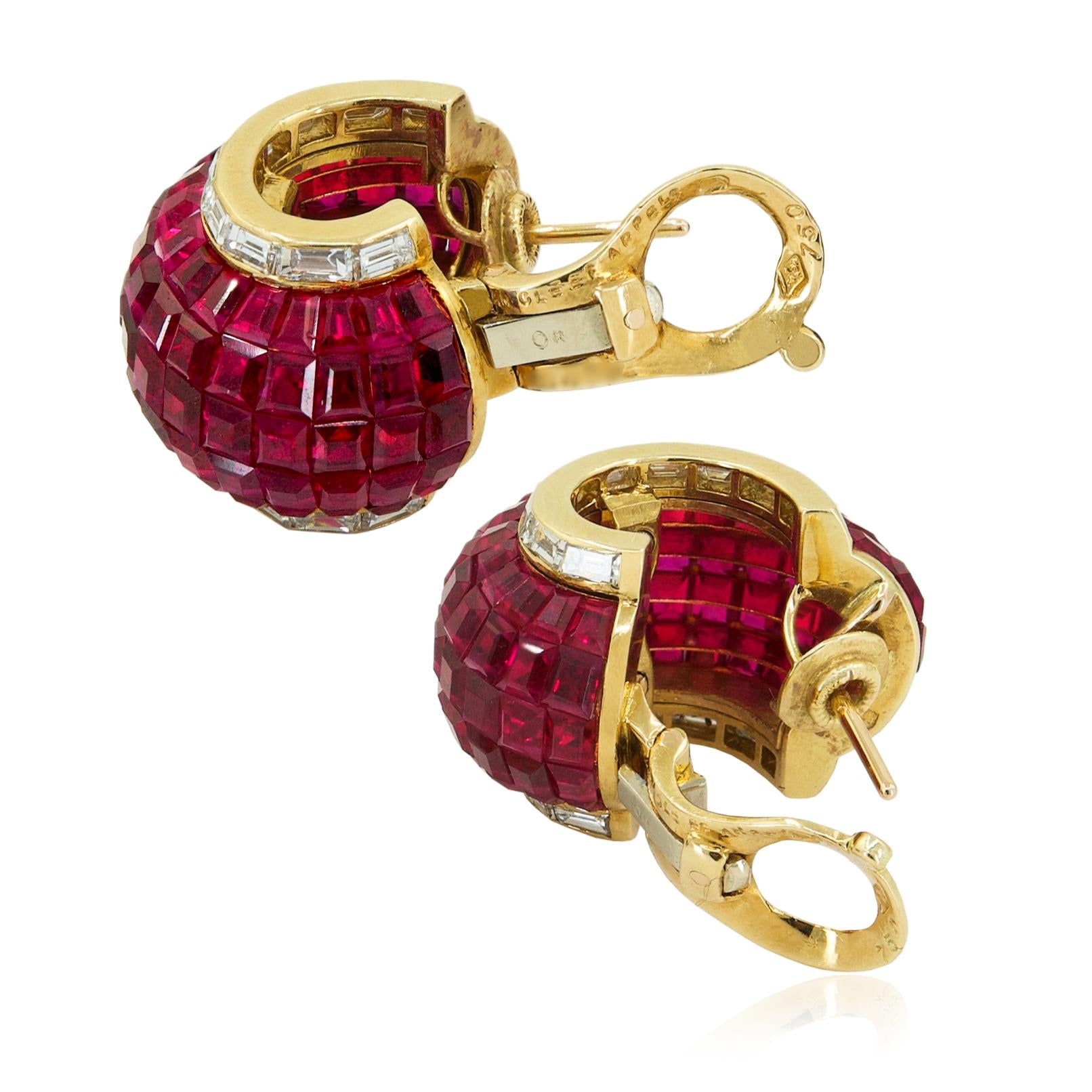 VAN CLEEF & ARPELS ‘Lampion’ Mystery-Set Ruby and Diamond Ear Clips
