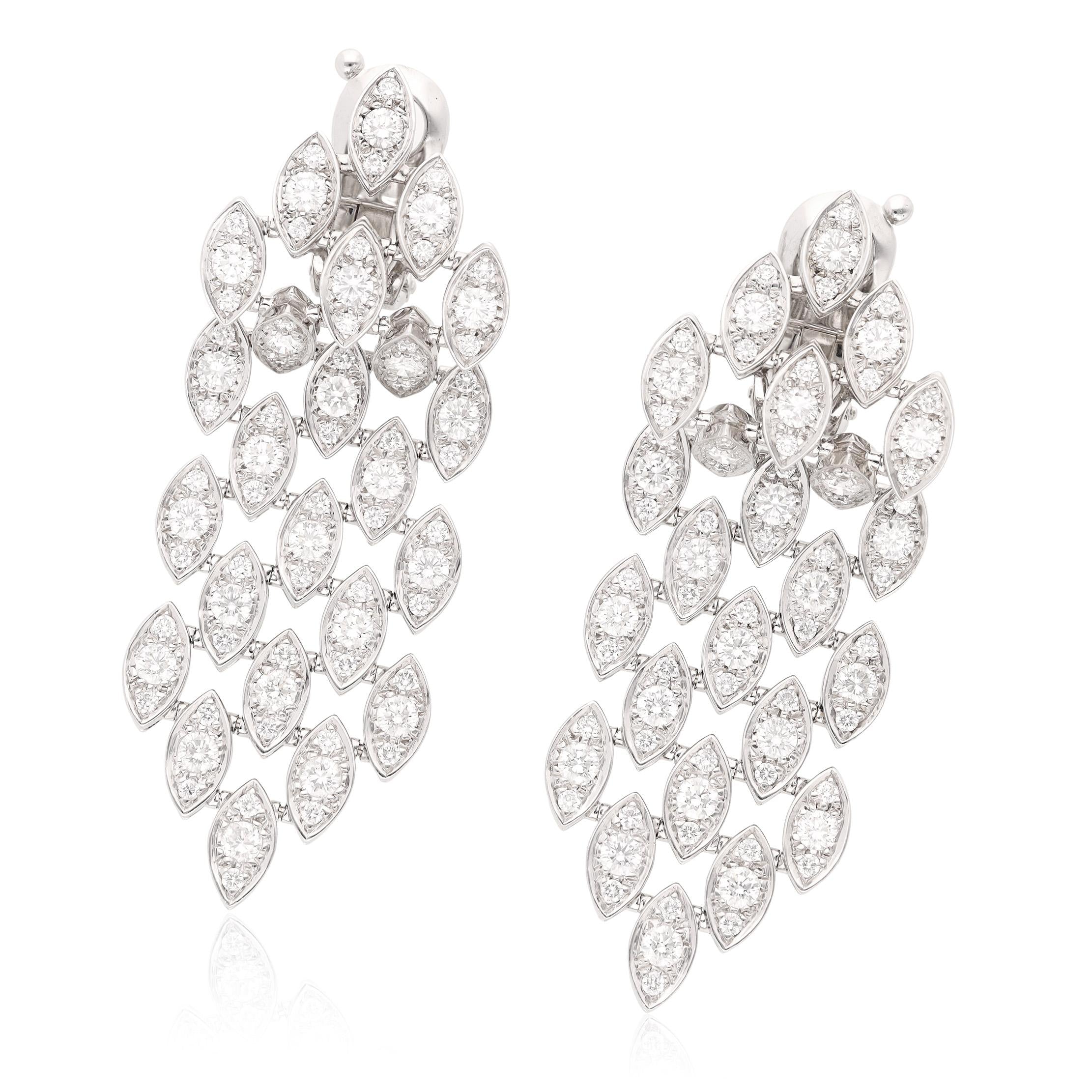 CARTIER 18K White Gold and Diamond Ear Clips