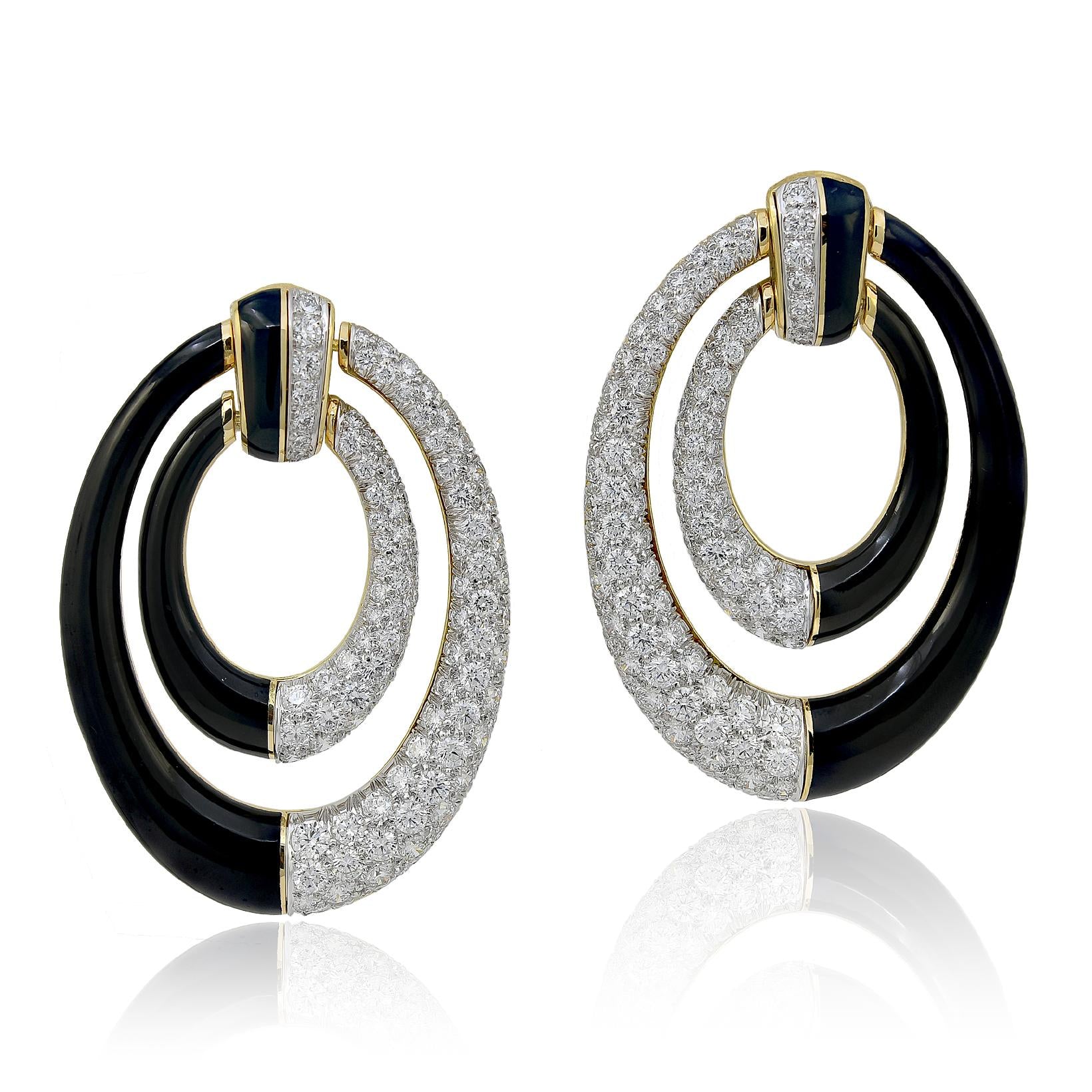 DAVID WEBB Persephone Earrings, Black Enamel