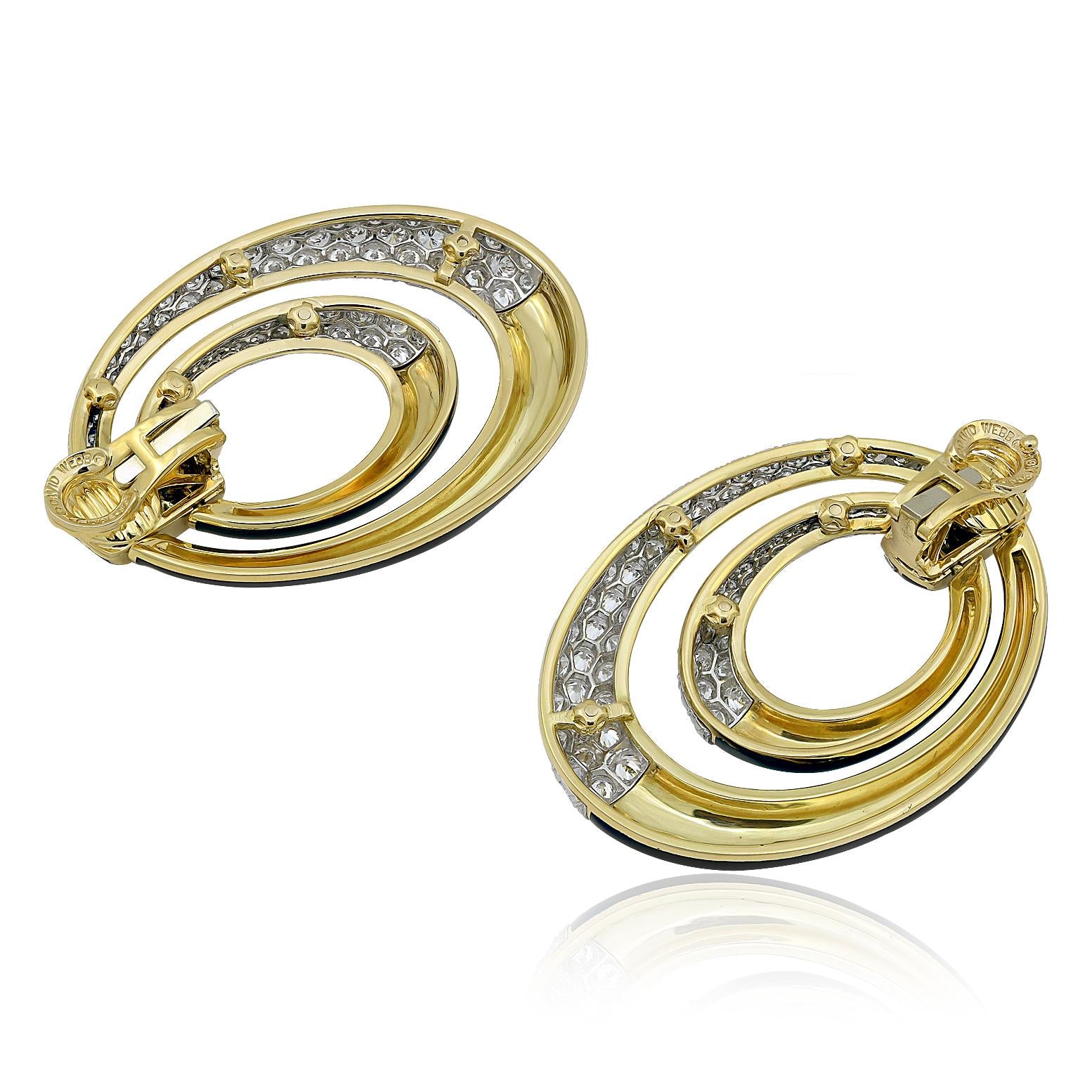 DAVID WEBB Persephone Earrings, Black Enamel