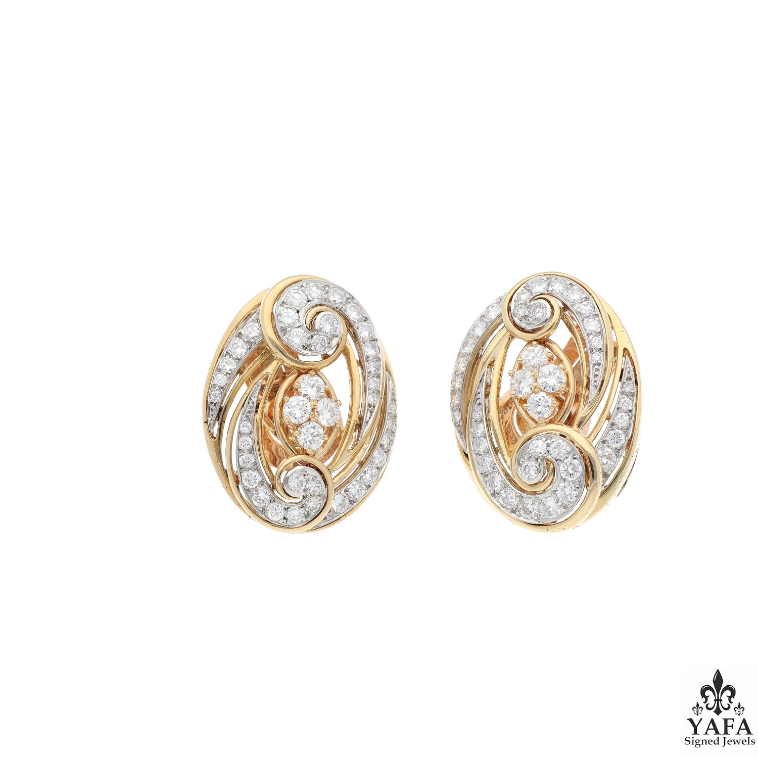 VAN CLEEF & ARPELS Vintage Collection Diamond Gold Arabesque Earrings