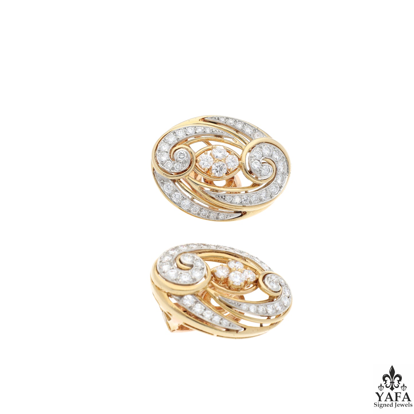 VAN CLEEF & ARPELS Vintage Collection Diamond Gold Arabesque Earrings