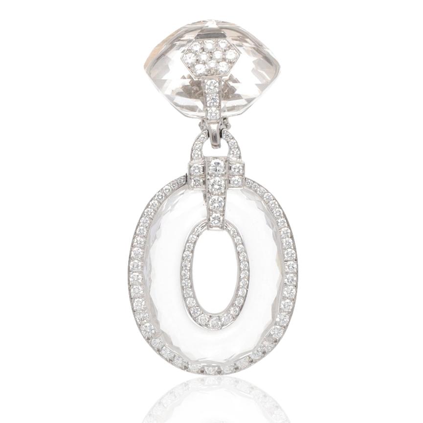 DAVID WEBB Rock Crystal and Diamond Earrings