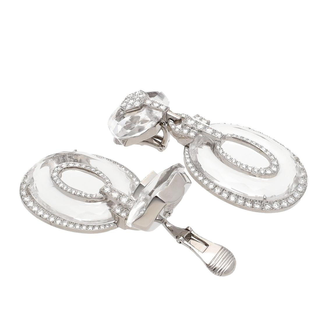DAVID WEBB Rock Crystal and Diamond Earrings