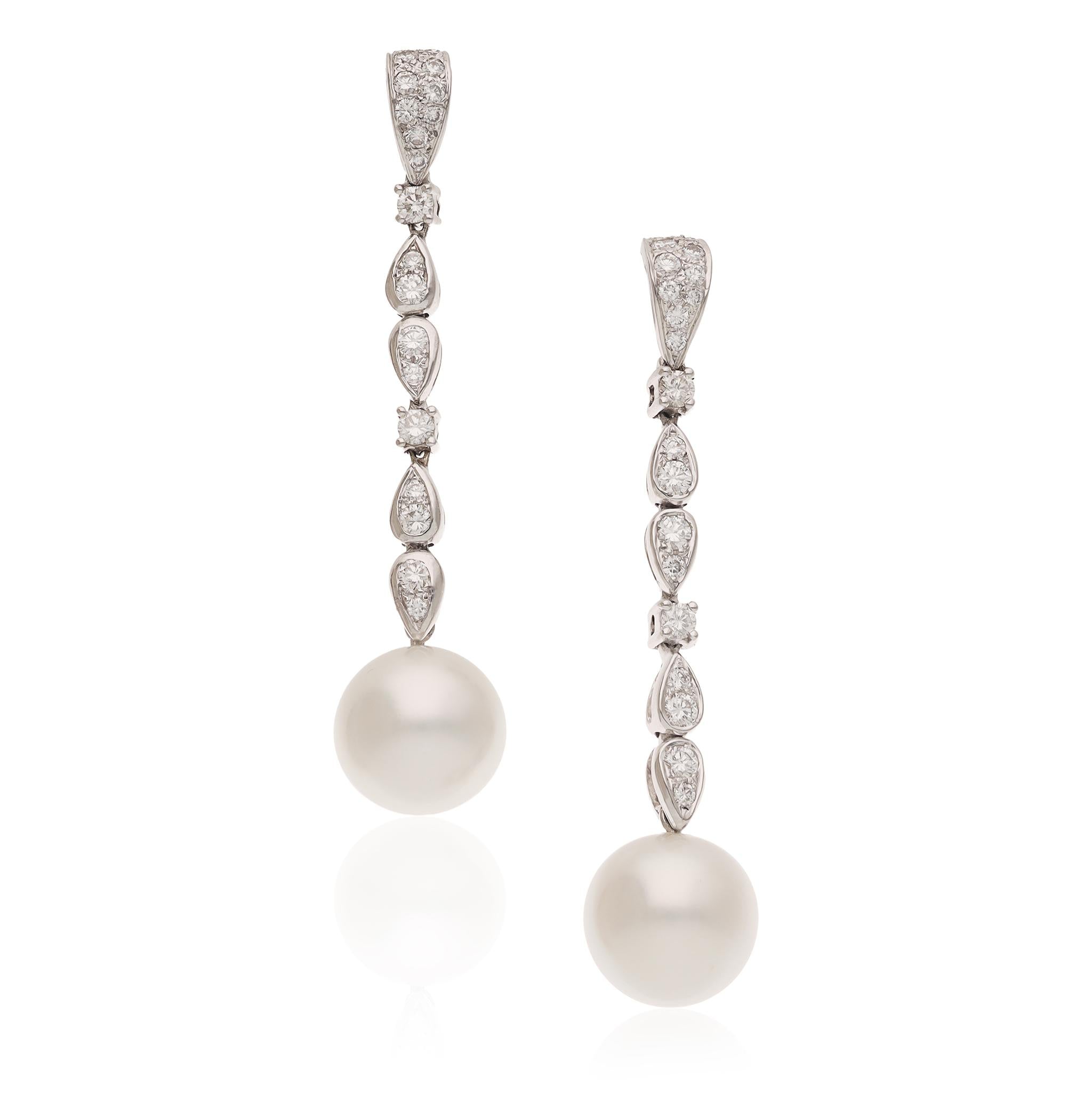 BOUCHERON Diamond and Pearl Drop Earrings