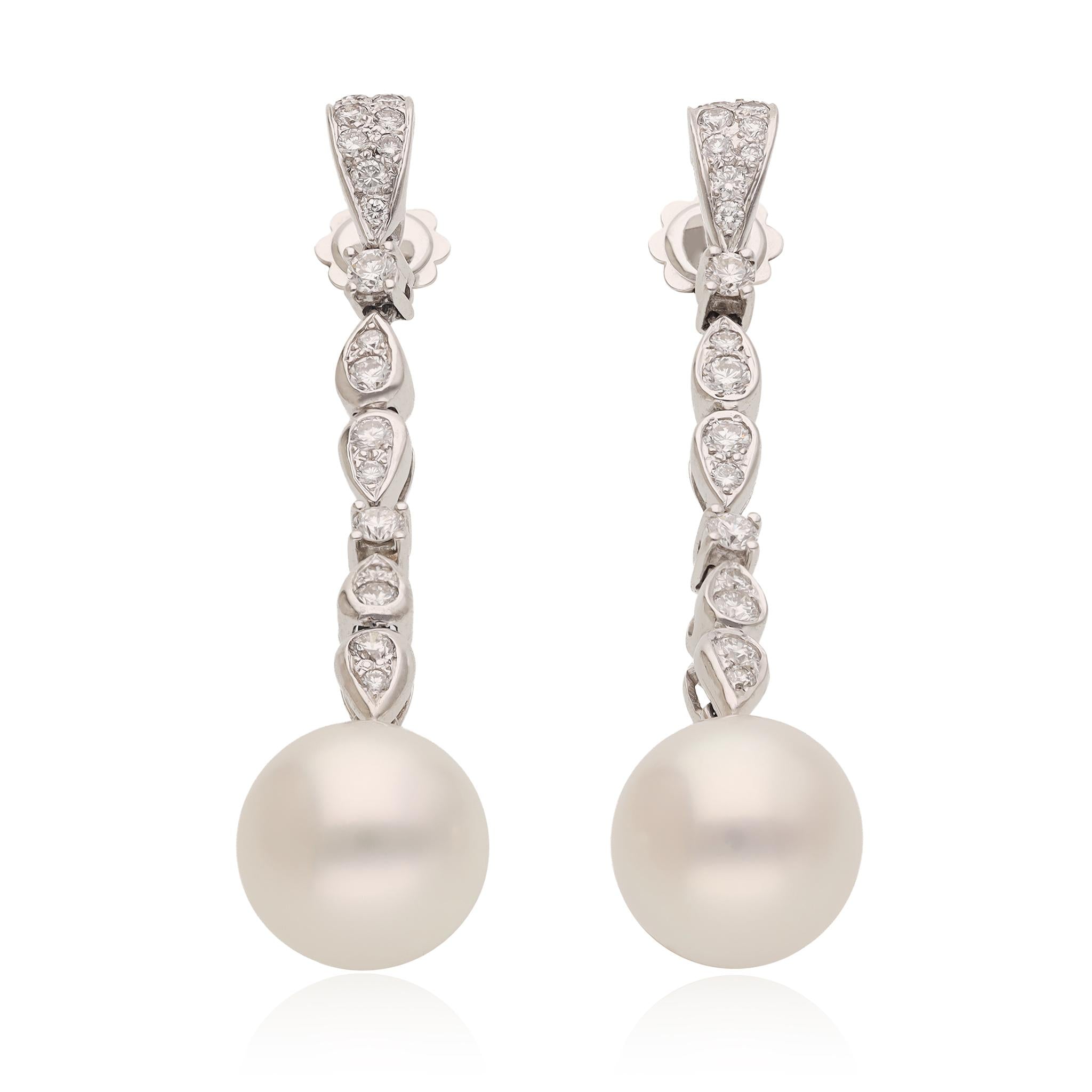 BOUCHERON Diamond and Pearl Drop Earrings