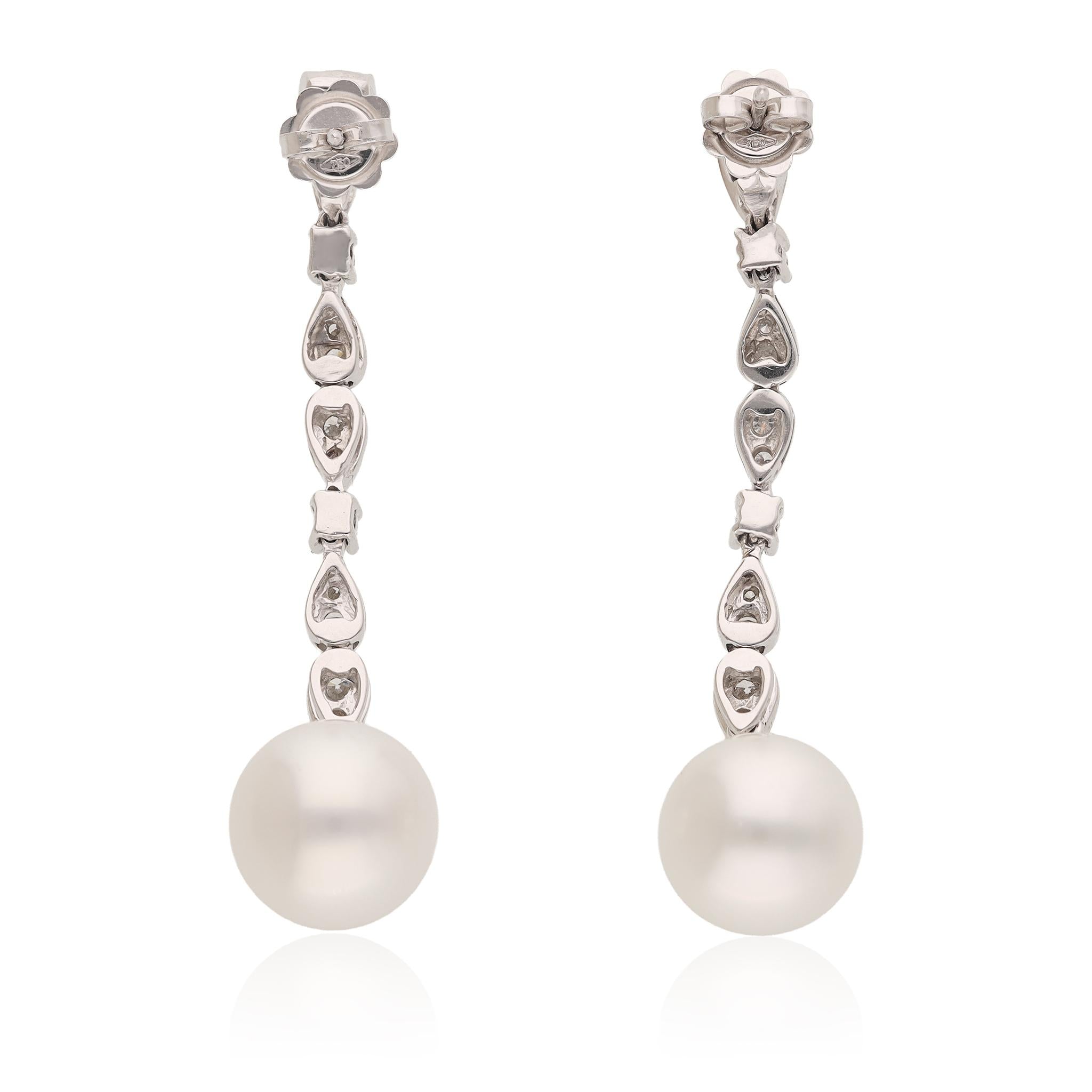 BOUCHERON Diamond and Pearl Drop Earrings