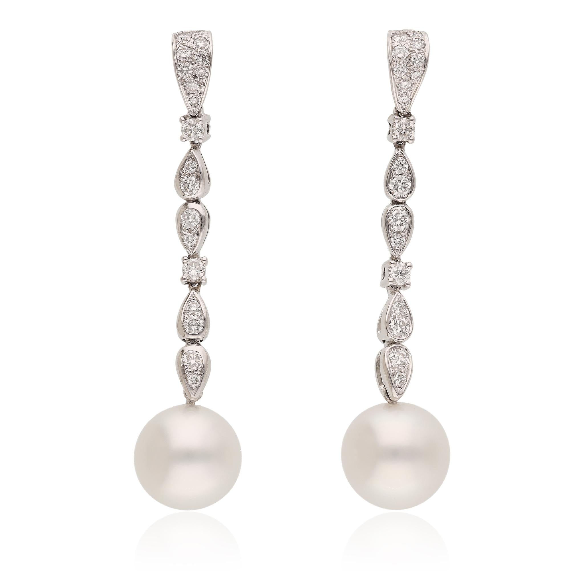 BOUCHERON Diamond and Pearl Drop Earrings
