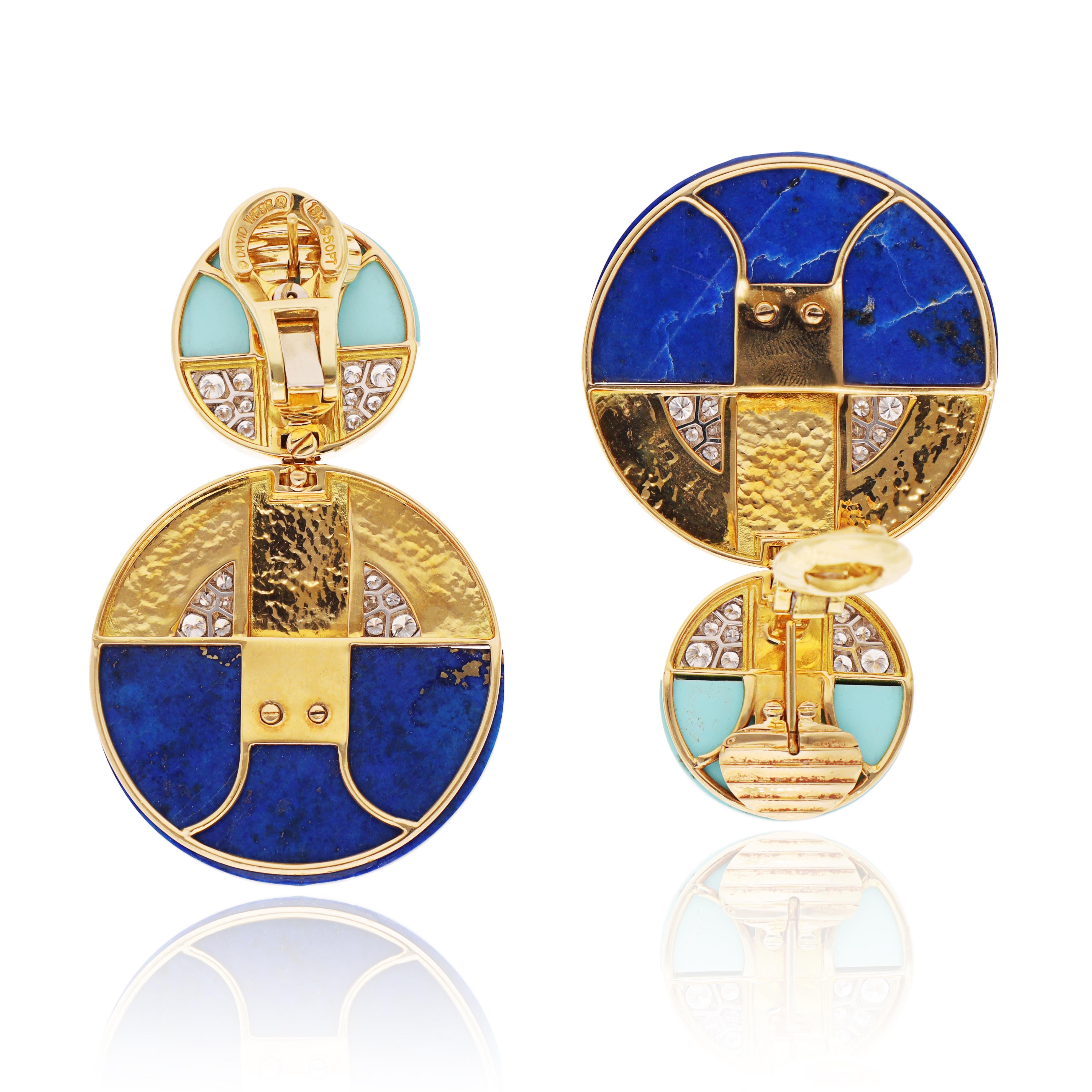 DAVID WEBB 'Discus' Ear Clips