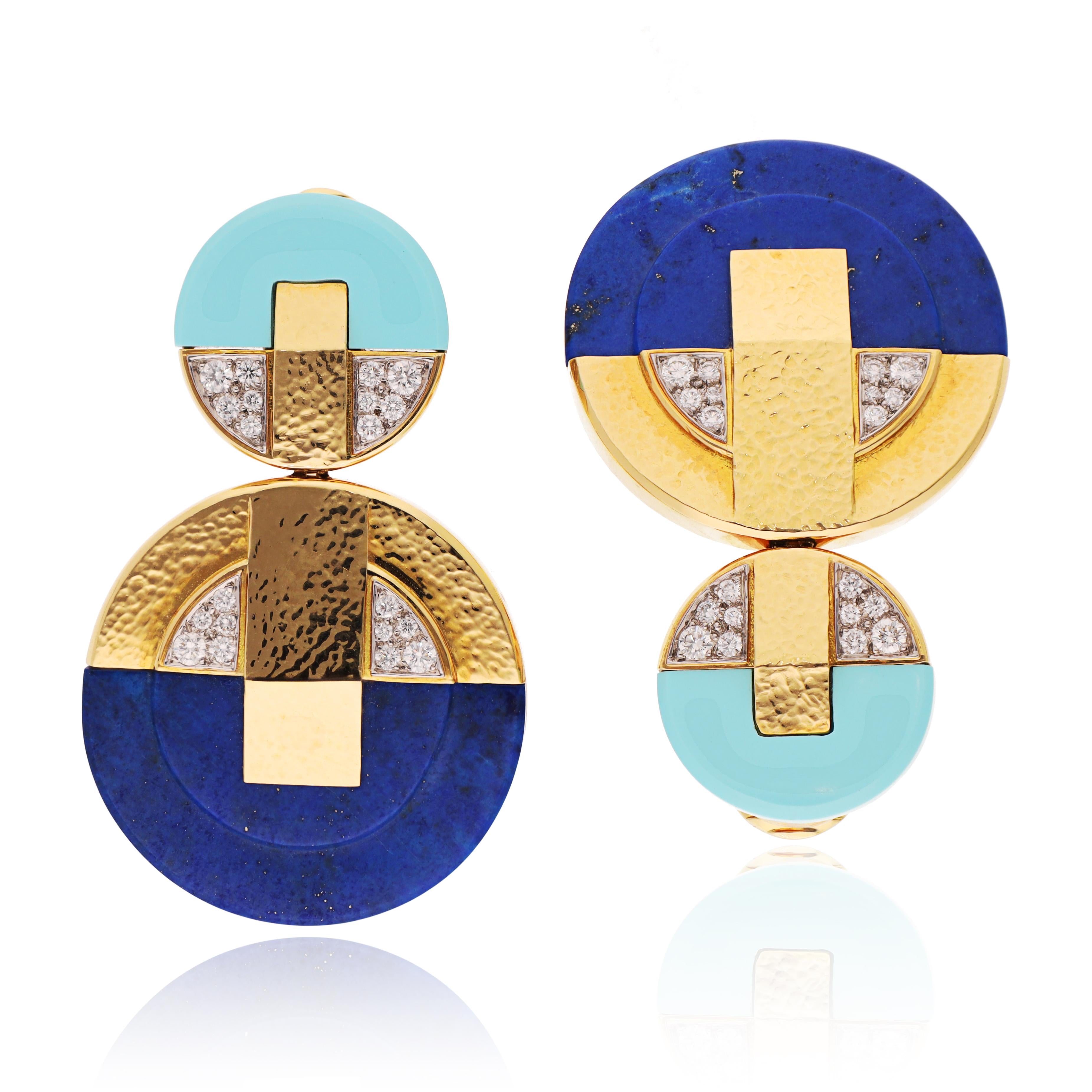 DAVID WEBB 'Discus' Ear Clips