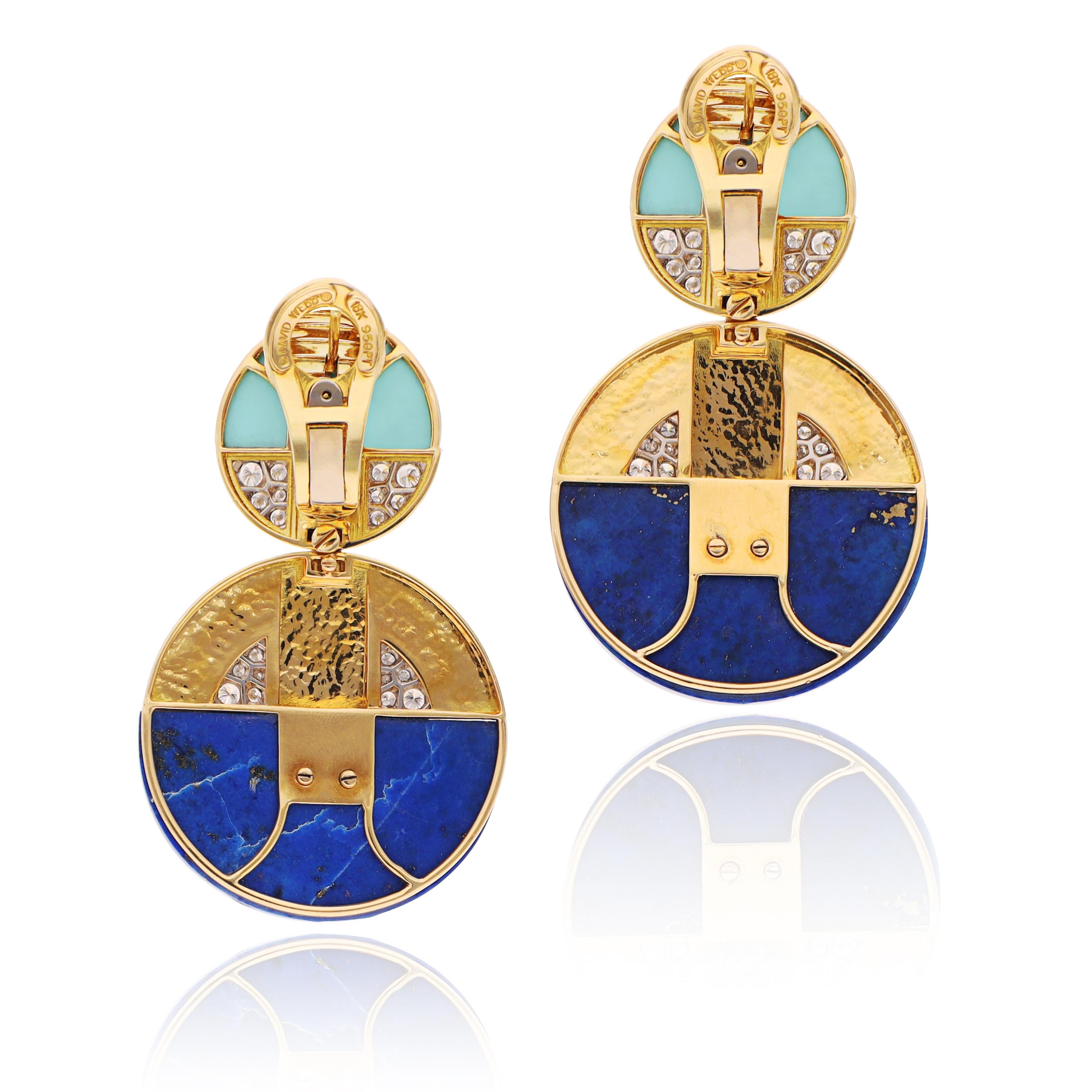 DAVID WEBB 'Discus' Ear Clips