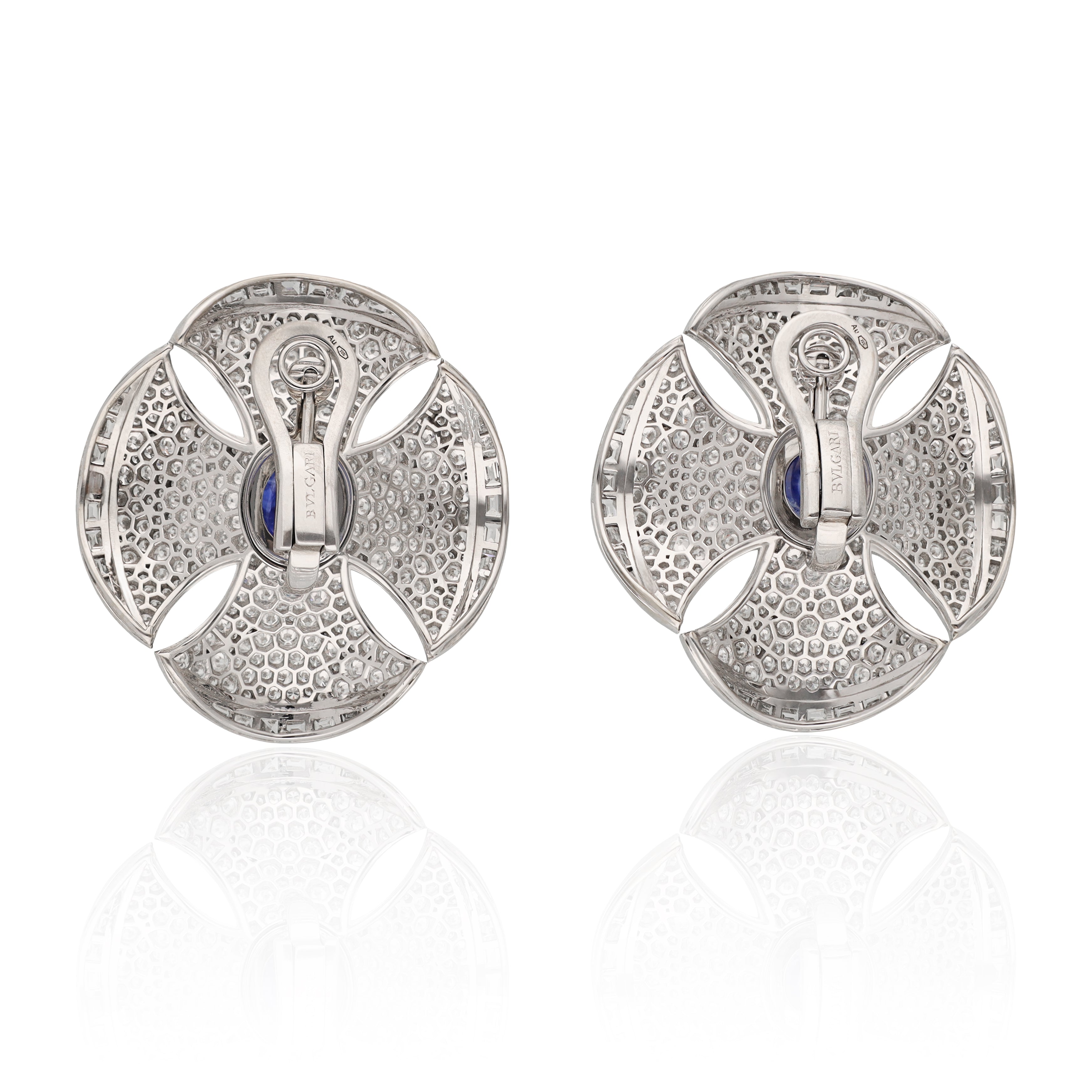 BULGARI Maltese Flower Cabochon Sapphire Ear Clips