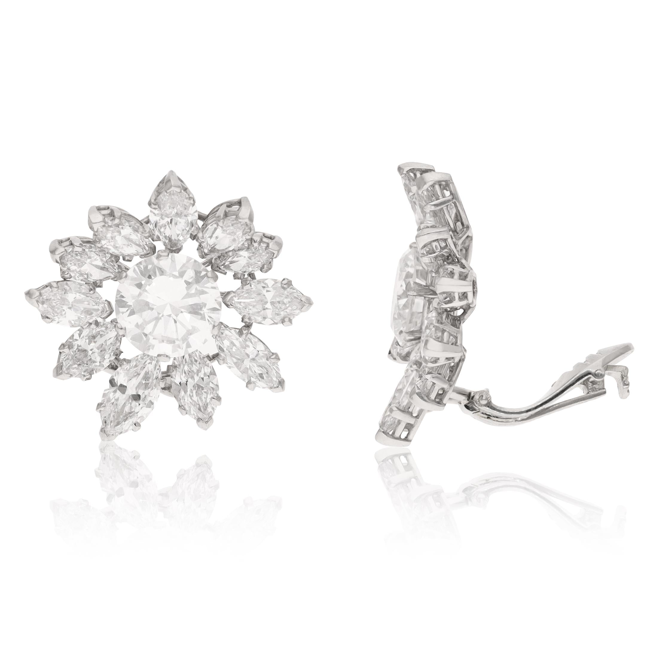 VAN CLEEF & ARPELS Diamond Flower Ear Clips